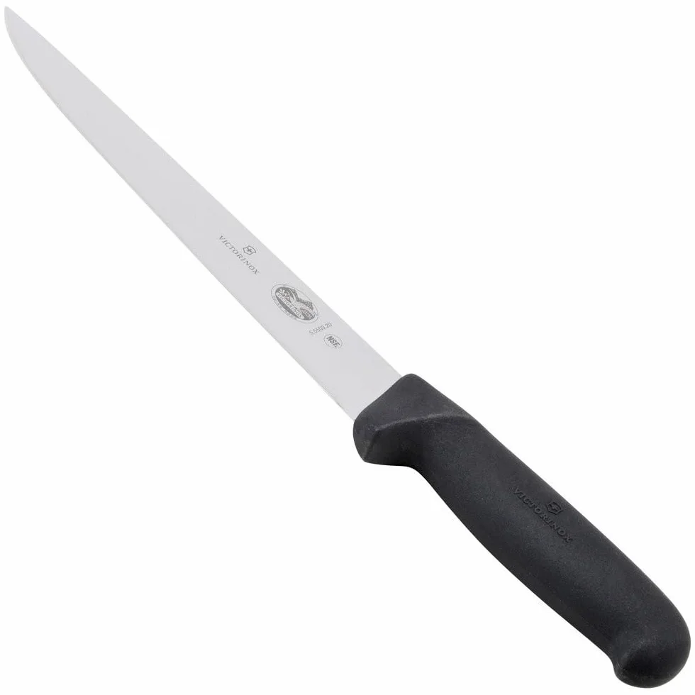 Victorinox Cutlery 20,3 cm carving Knife, Stiff Blade, Black Fibrox Handle