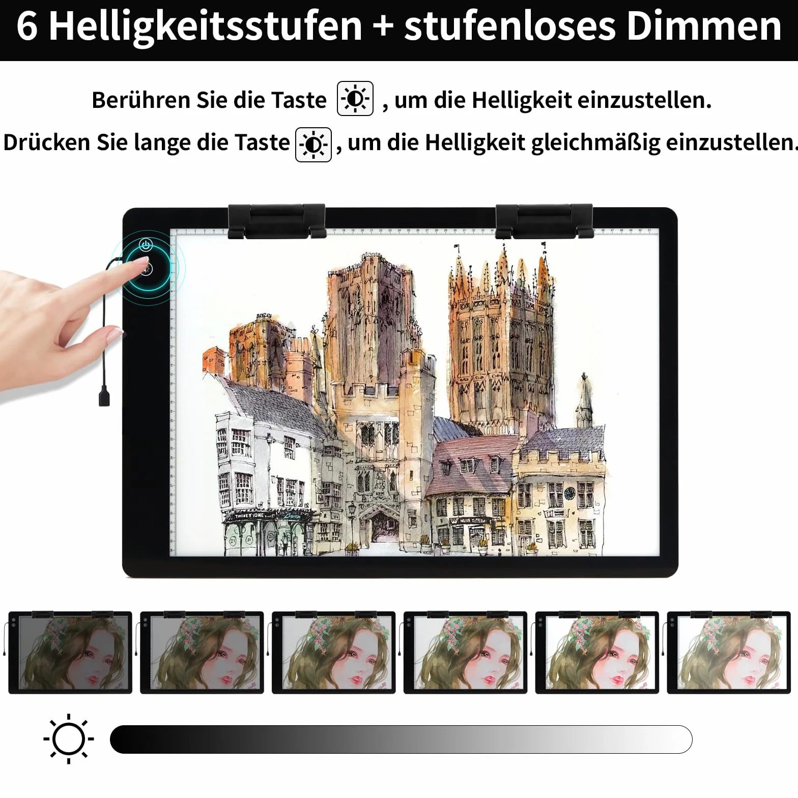 TOHETO A2 Ricaricabile Lavagna Luminosa per Disegnare 5200mAh LED Tracing Light Pad