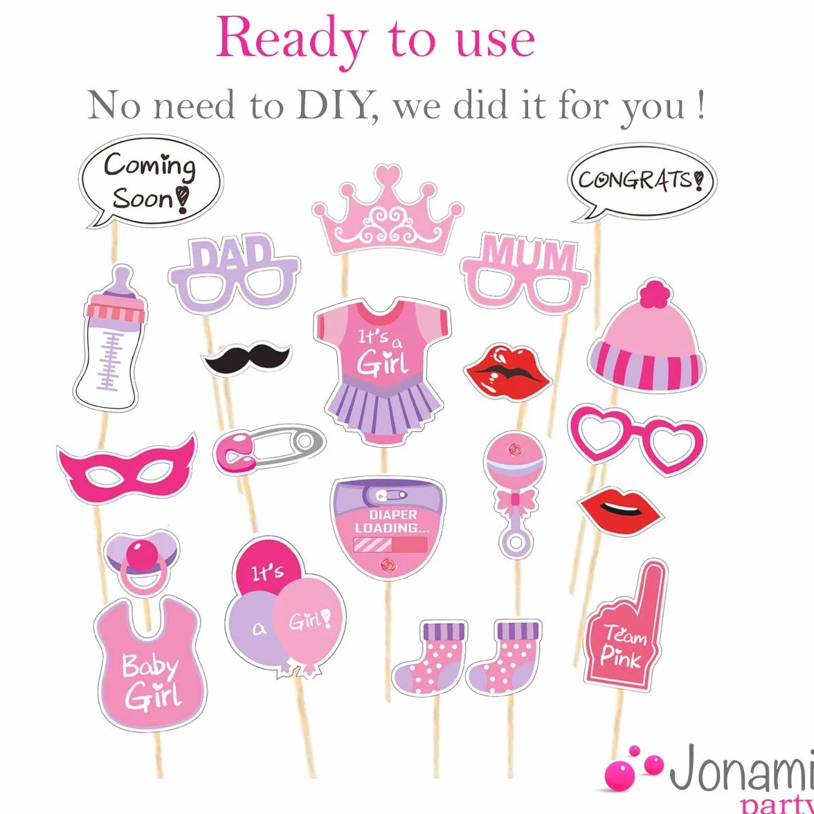 Jonami Foto Booth Props Nascita Bambina, Accessori Foto Divertenti Neonata, Photo Booth Props é Una Femminuccia Femmina. Decorazioni e Accessori di Scena per Selfie