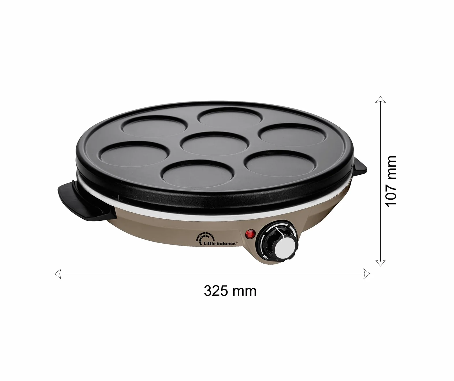 LITTLE BALANCE Crepiera Duo 2 in 1 Elettrica 1000W Piastre Rimovibili Antiaderenti Termostato Regolabile Noce Moscata