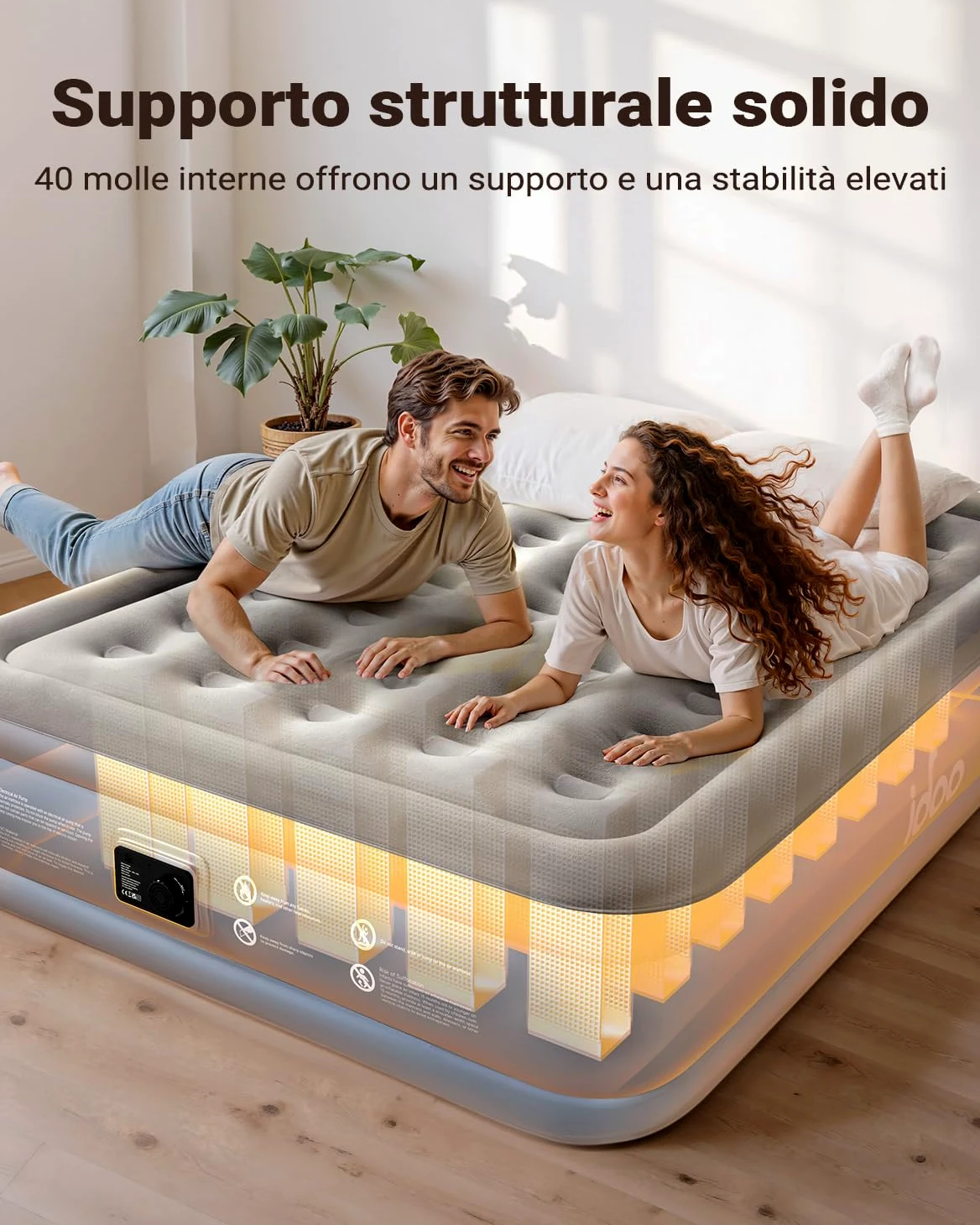 iDOO Letto Gonfiabile Matrimoniale, Auto Gonfiamento/Sgonfiamento Rapido in 3 Minuti, Materasso Matrimoniale Gonfiabile con Pompa Integrata, Materasso Gonfiabile per Ospiti-152x203x38 cm