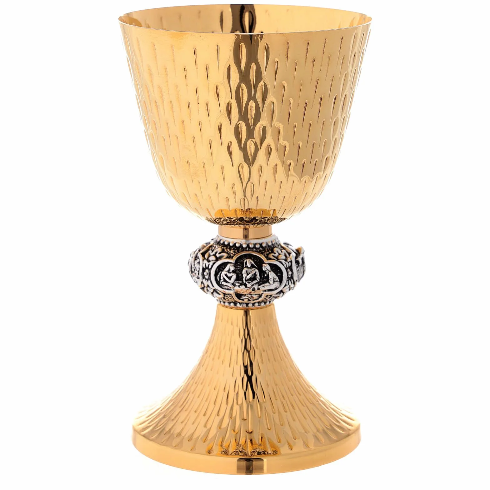 Holyart Calici Pissidi Patene metallo: Calice pisside patena ottone argento scene vita Gesù, Patena