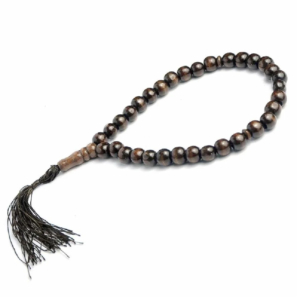 Perline di preghiera musulmane in legno, 8 mm, 33 rosario islamico Tasbih - Regalo di compleanno
