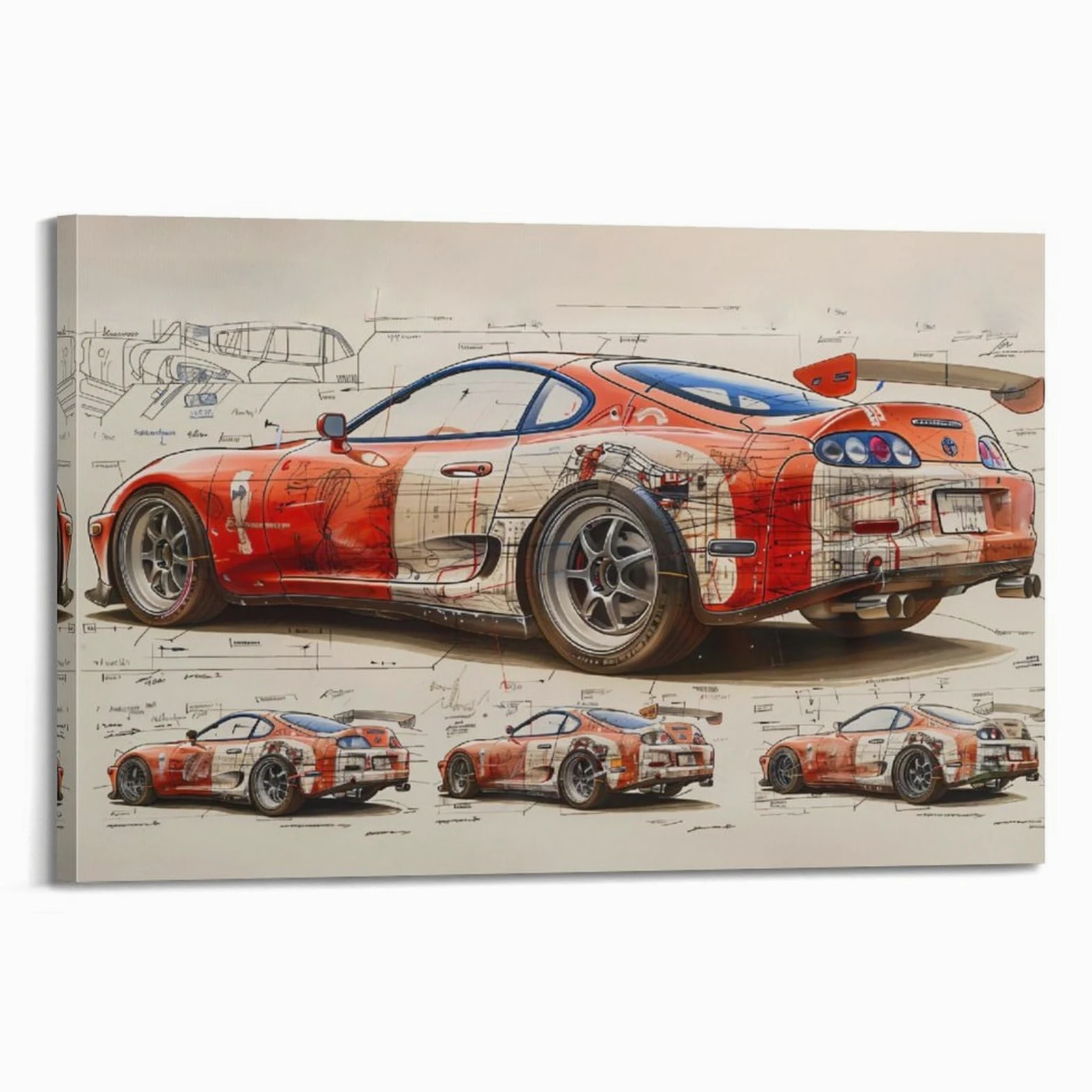 YRNQ Poster su tela con auto sportiva vintage per Supra MK4 Design JDM Classic Street Racing Car Quadro su tela, 50 x 75 cm