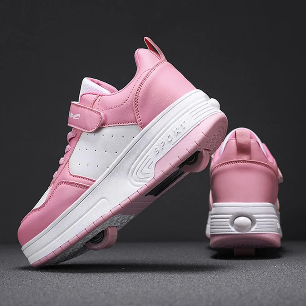 Hiseng Scarpe con Rotelle Bambina 28-40EU, Scarpe da Skateboard Sportive Outdoor Multisport per Ragazze e Ragazzi