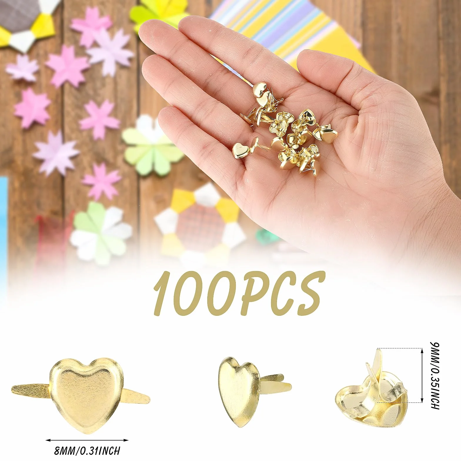 Mini mollette a forma di cuore in metallo, per scrapbooking, fai da te, 100 pezzi