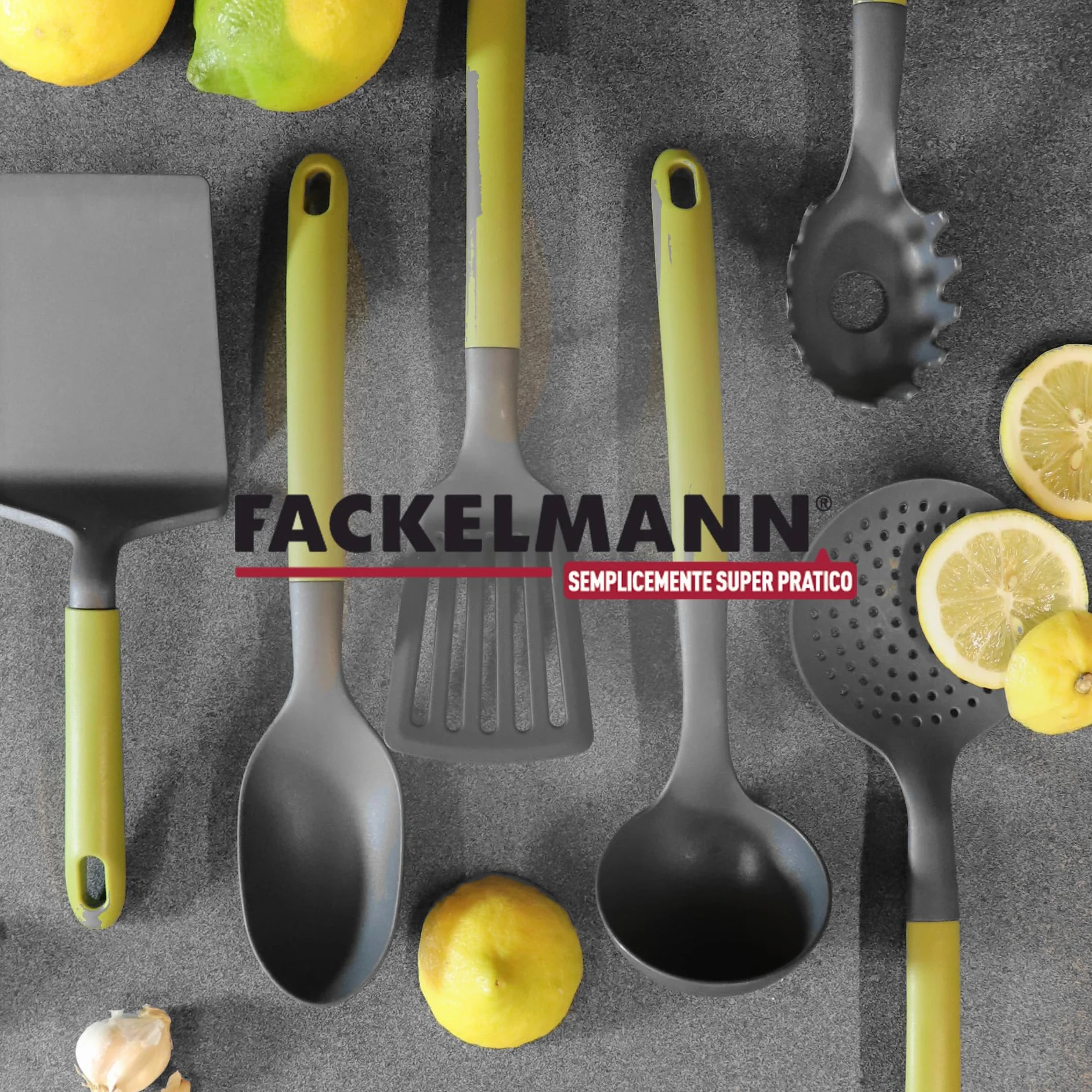Fackelmann Set Palette da cucina 2 pezzi, paletta forata e lasagne, nylon, lavabili in lavastoviglie, Linea Oliva