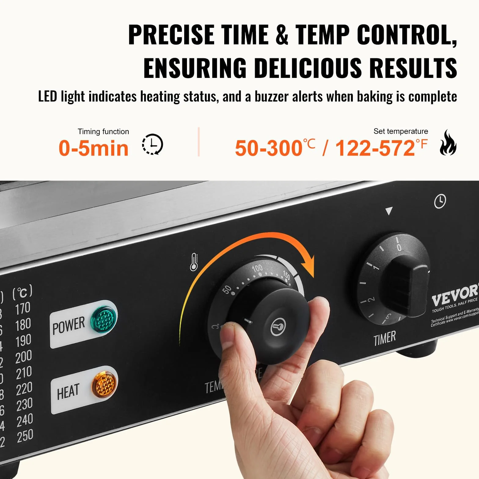 VEVOR Macchina per Ciambelle Elettrica 1550 W Macchina per Ciambelle Commerciale con Superficie Antiaderente, Entrambi Lati, Produce 6 Ciambelle, Temperatura 50-300 ℃, per Ristorante, Uso Domestico
