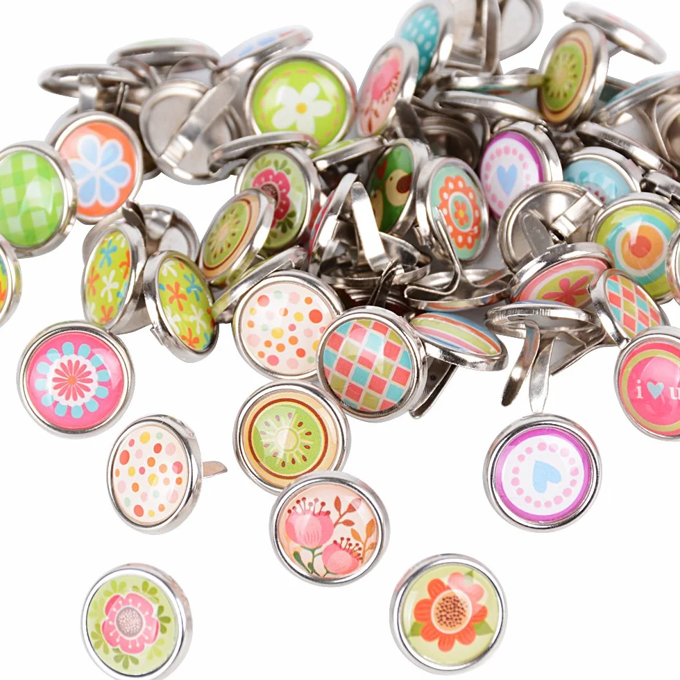 Fermacampioni Metallo Mini 12mm Scrapbooking Brads Colorato Misto 50 pz