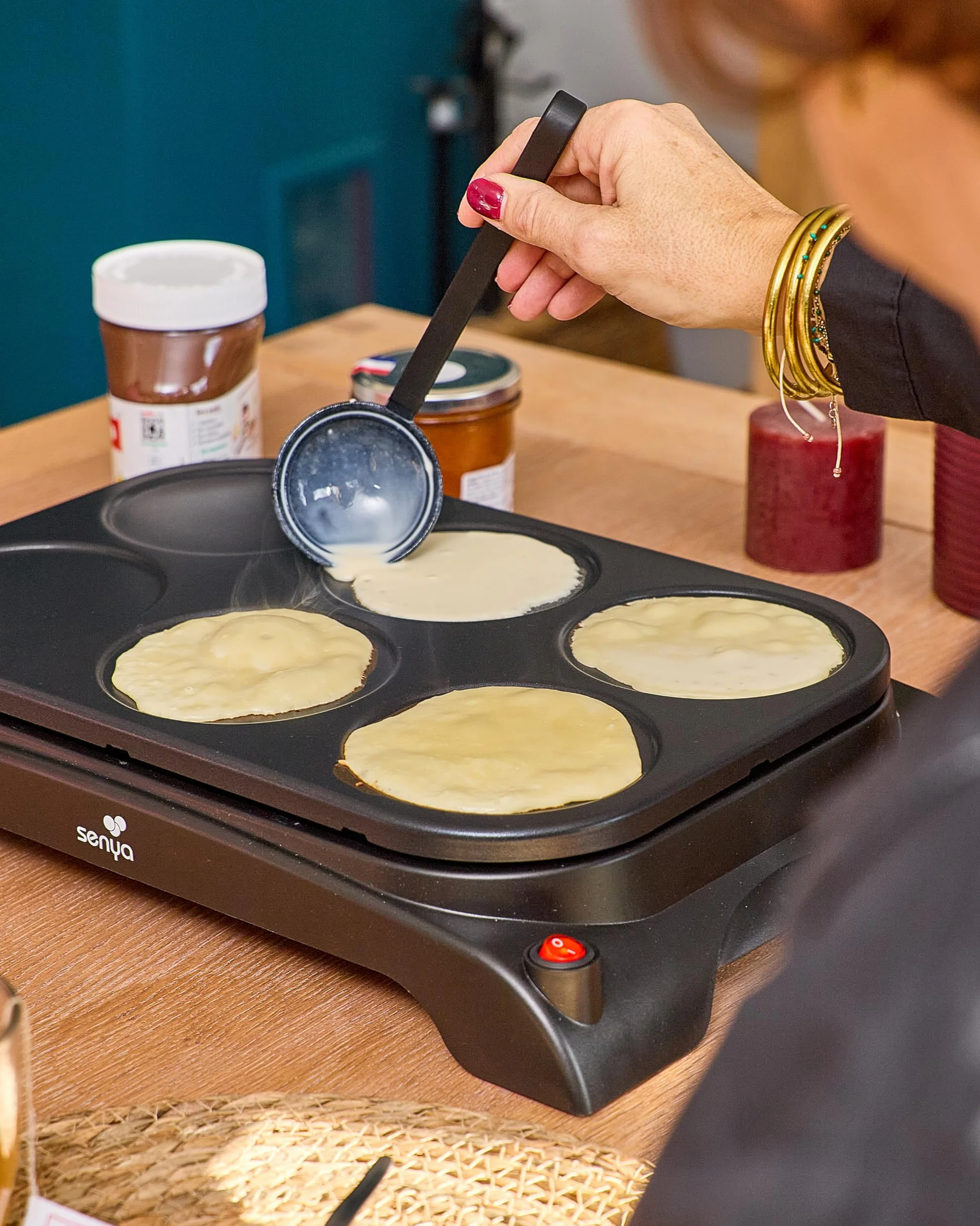 SENYA Crêpière elettrica 1000W Piastra antiaderente Ø11,5 cm per crêpes pancakes