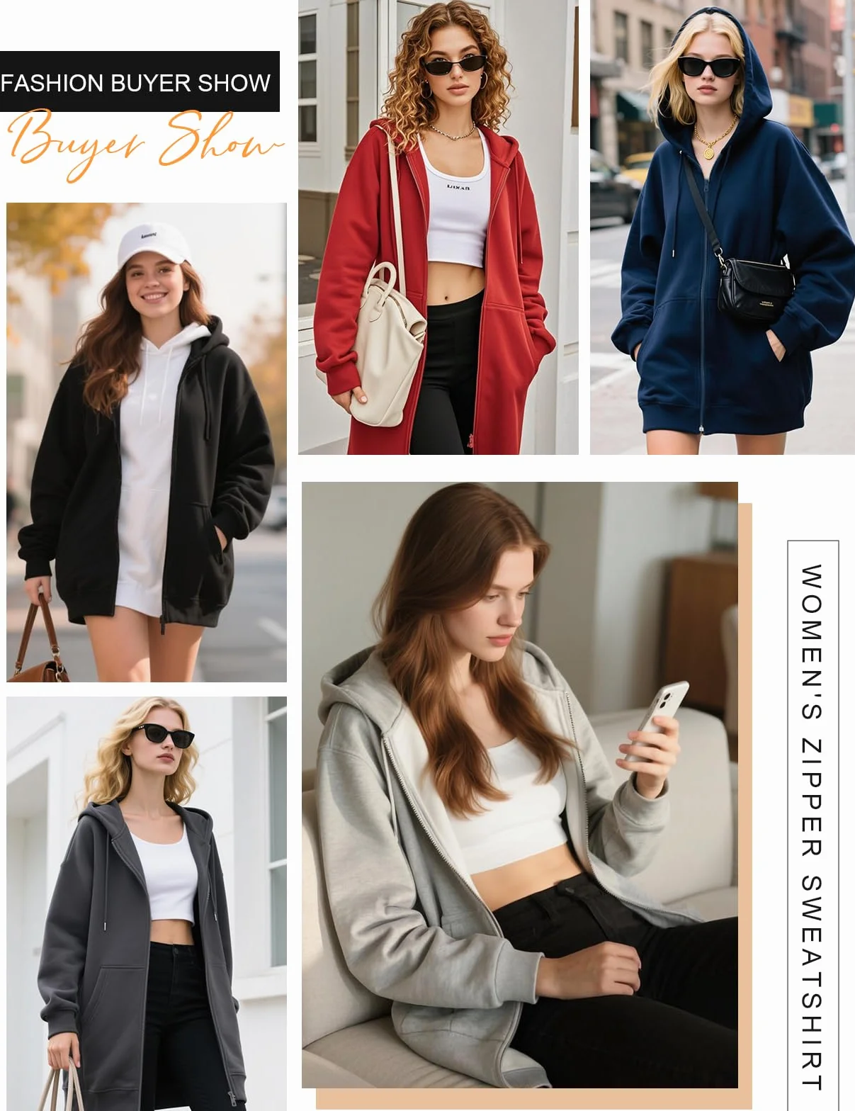 CMTOP Felpa Donna con Zip Lunga in Pile Casual Cotone Felpa con Cappuccio a Manica Lunga, Tinta Unita Classica Basic Felpe, Autunno Primavera Hoodie Sweatshirt con Tasche