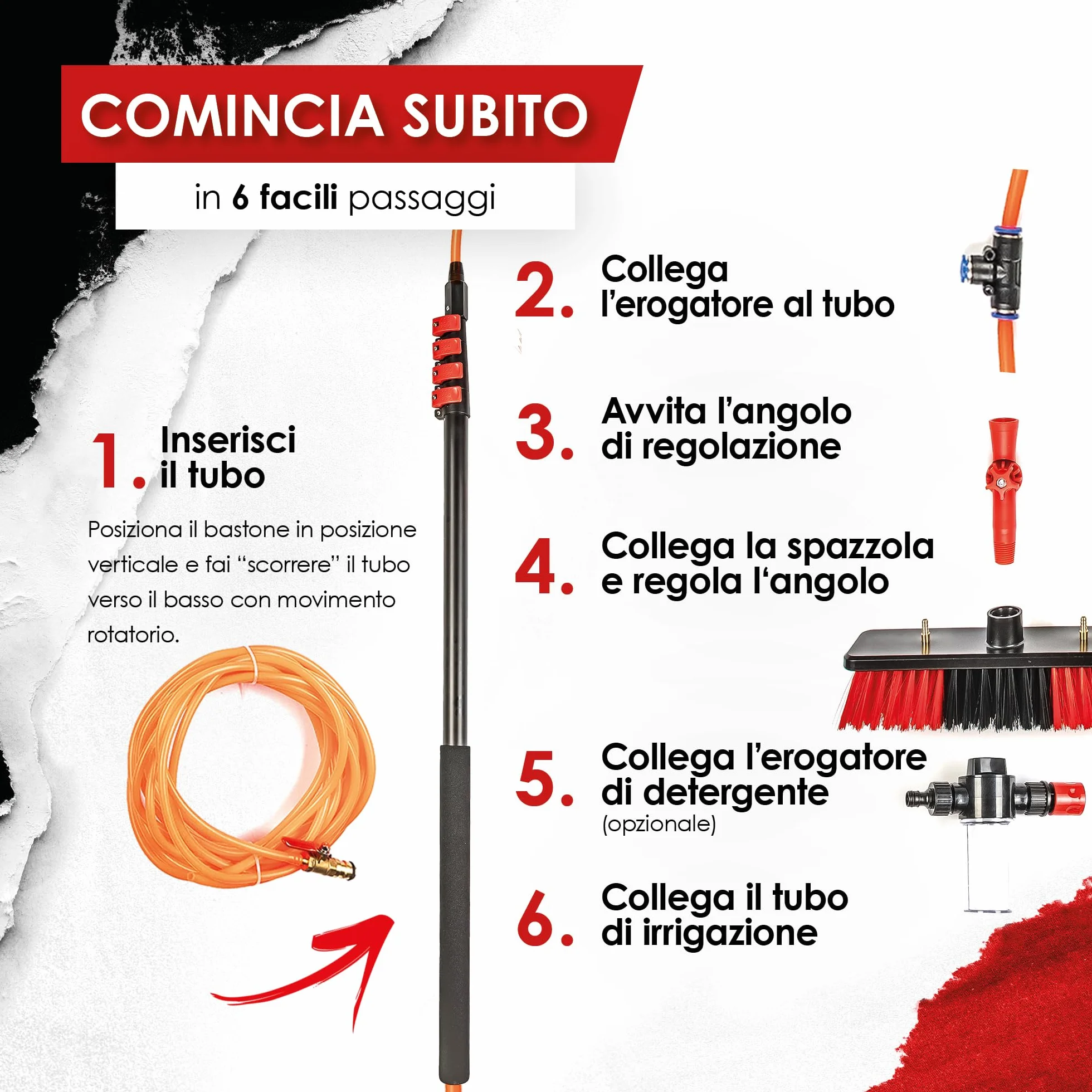 BoomDing Kit Pulizia Pannelli fotovoltaici | 4,6 Metri | Alluminio | Estensibile | per pulizia fotovoltaico | Scopa per lavare Tapparelle | Spazzola telescopica per lavaggio pannelli fotovoltaici