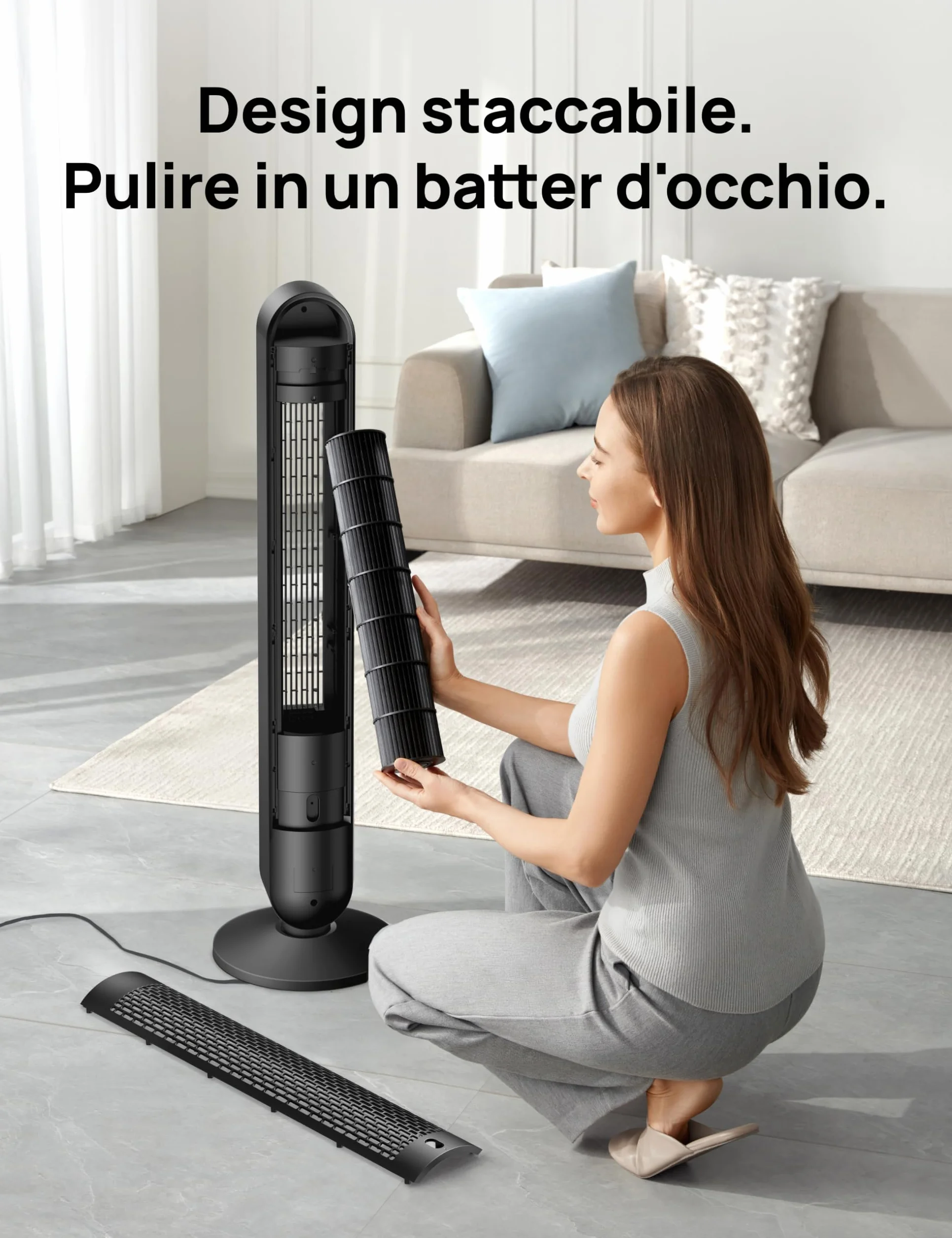 DREO Ventilatore a Torre 106cm, Potente 8.53 m/s, Ventilatori a Colonna Silenzioso con Telecomando, 9 Velocità, 4 Modalità, Oscillazione a 90°, Timer da 12H, per Camera da Letto, Stanze Grandi