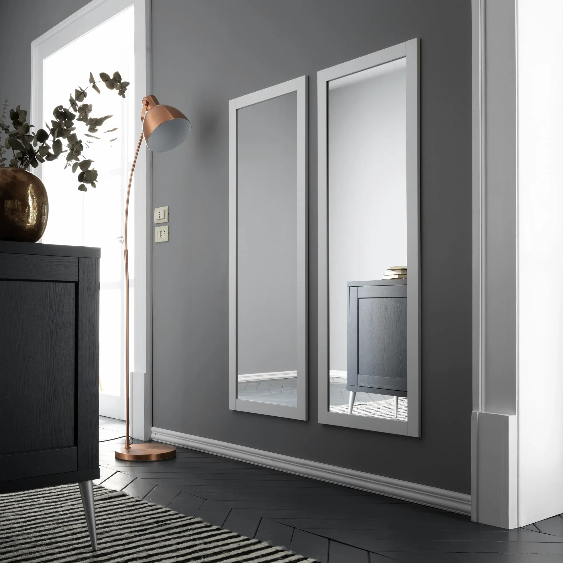 ARHome Specchiera Parete, Smart, 140 x 50, Bianco, Specchio Parete Muro, Prodotto in Italia