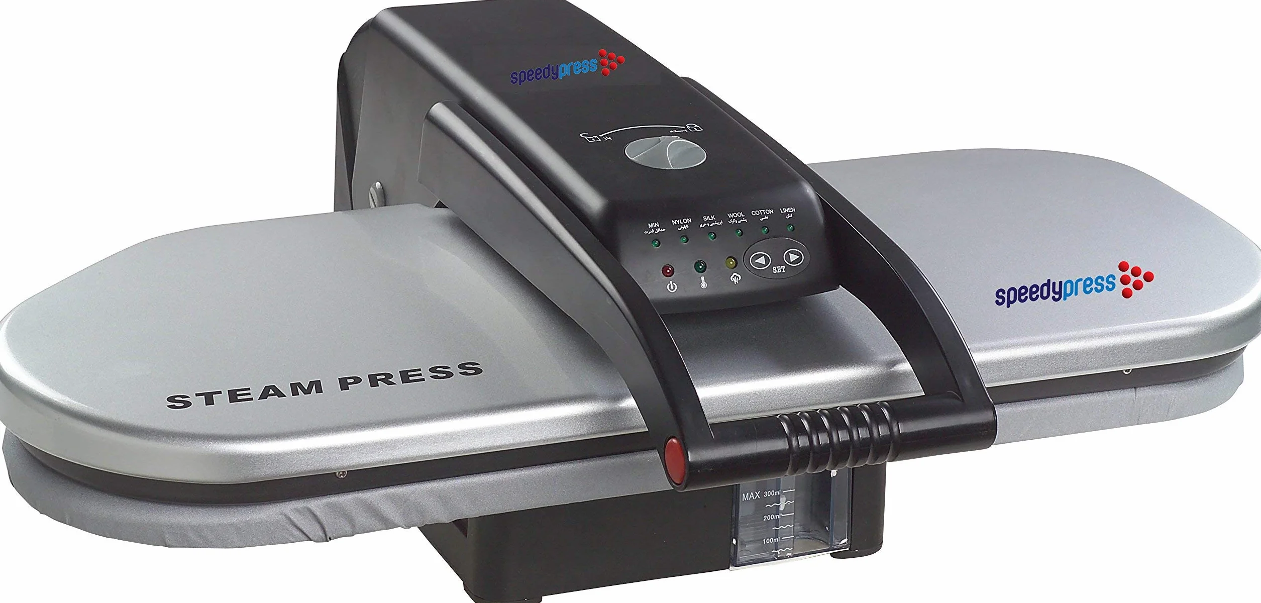 Pressa da Stiro a Vapore Ferro Argento PSP202S di Speedypress con Telescopico Regolabile in Altezza Stirare da Tavolo Supporto (+ GRATIS Copriasse Extra e Fondo in Schiuma RRP 45 € + Altri Accessori)