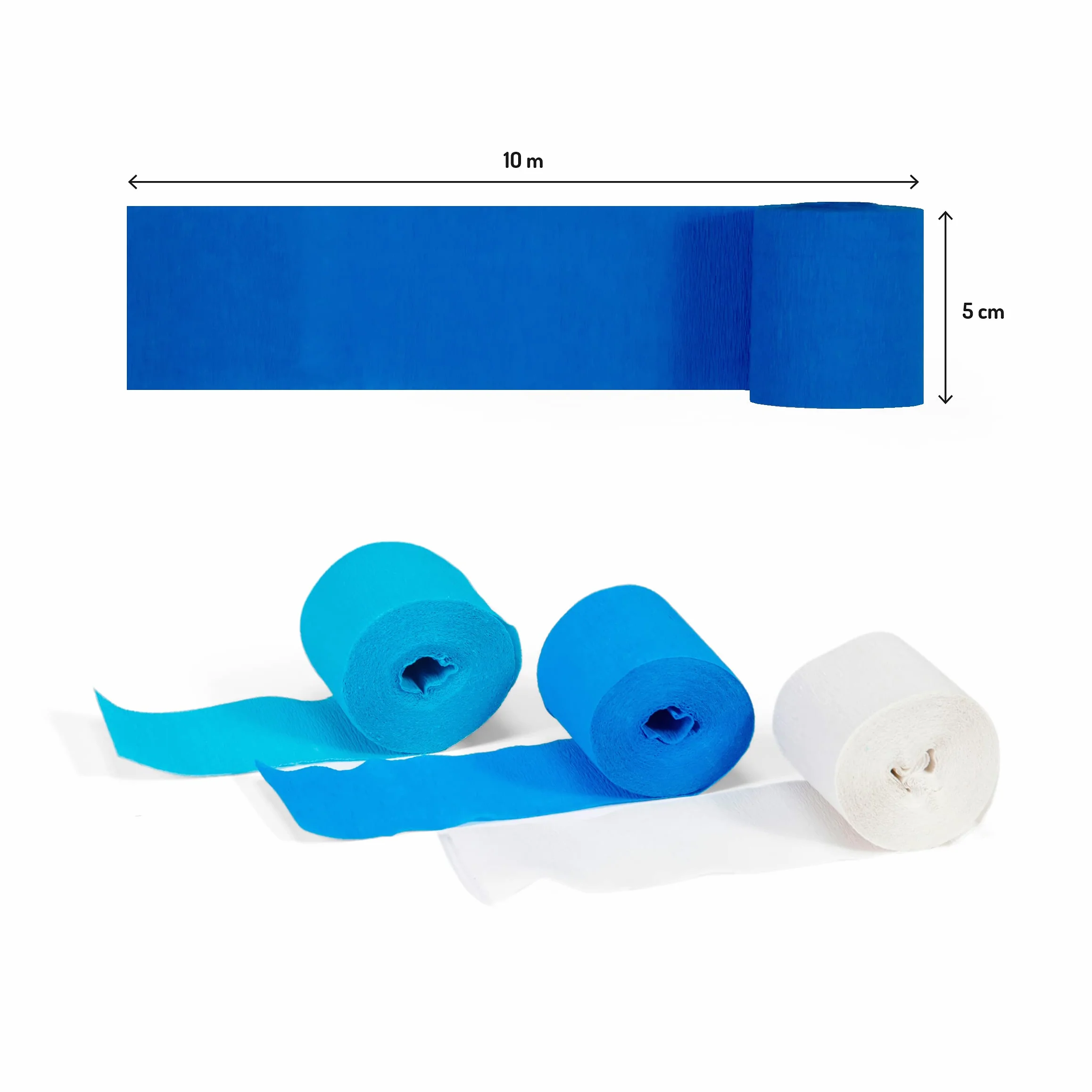 Clairefontaine Zestaw 4 taśm z papieru krepowego ognioodpornego niepalny 5 cm x 10 m mix niebieski 4 kolory
