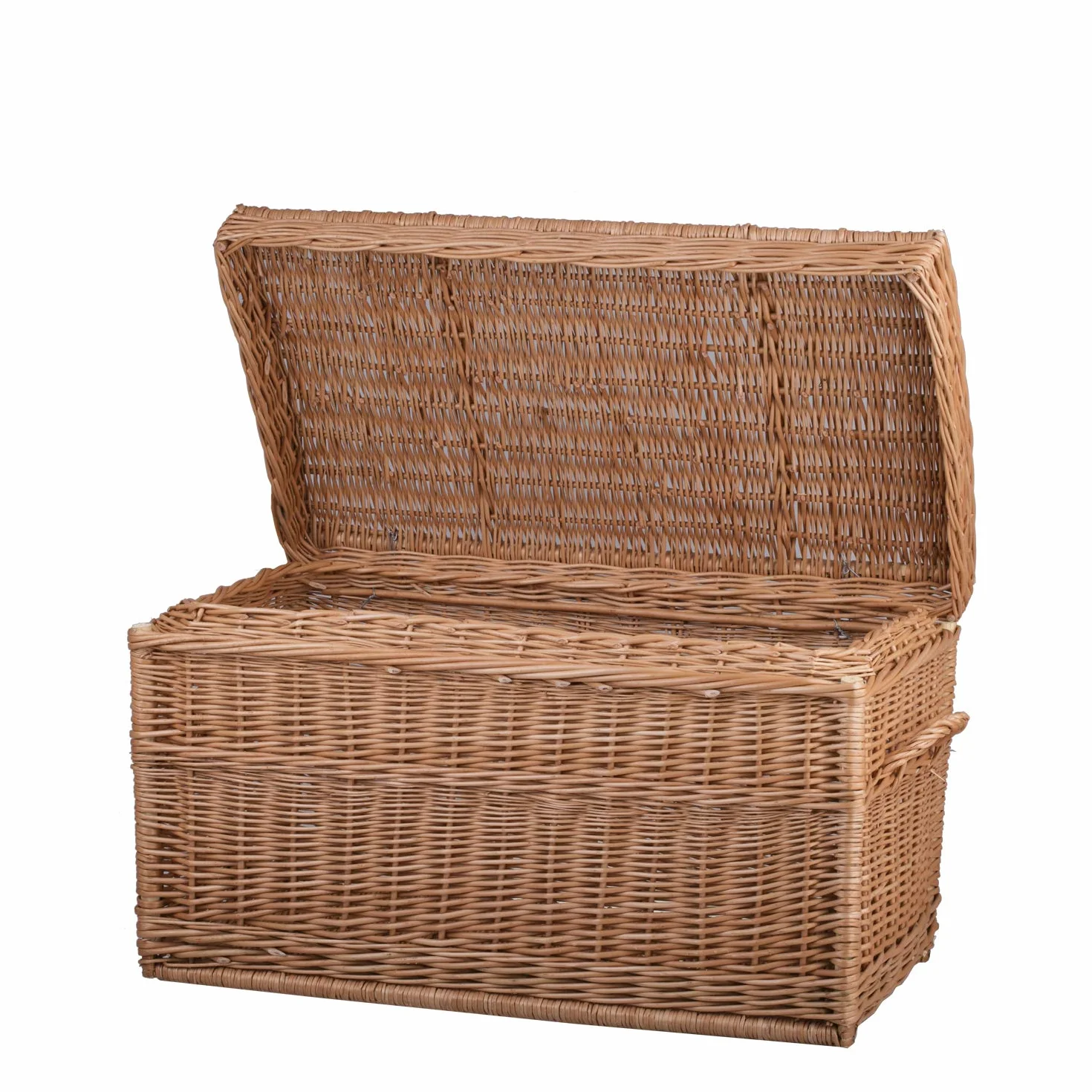 e-wicker24 - Cesta portaoggetti in vimini naturale, con due manici, stile vintage, multifunzione, con coperchio, per la camera dei bambini