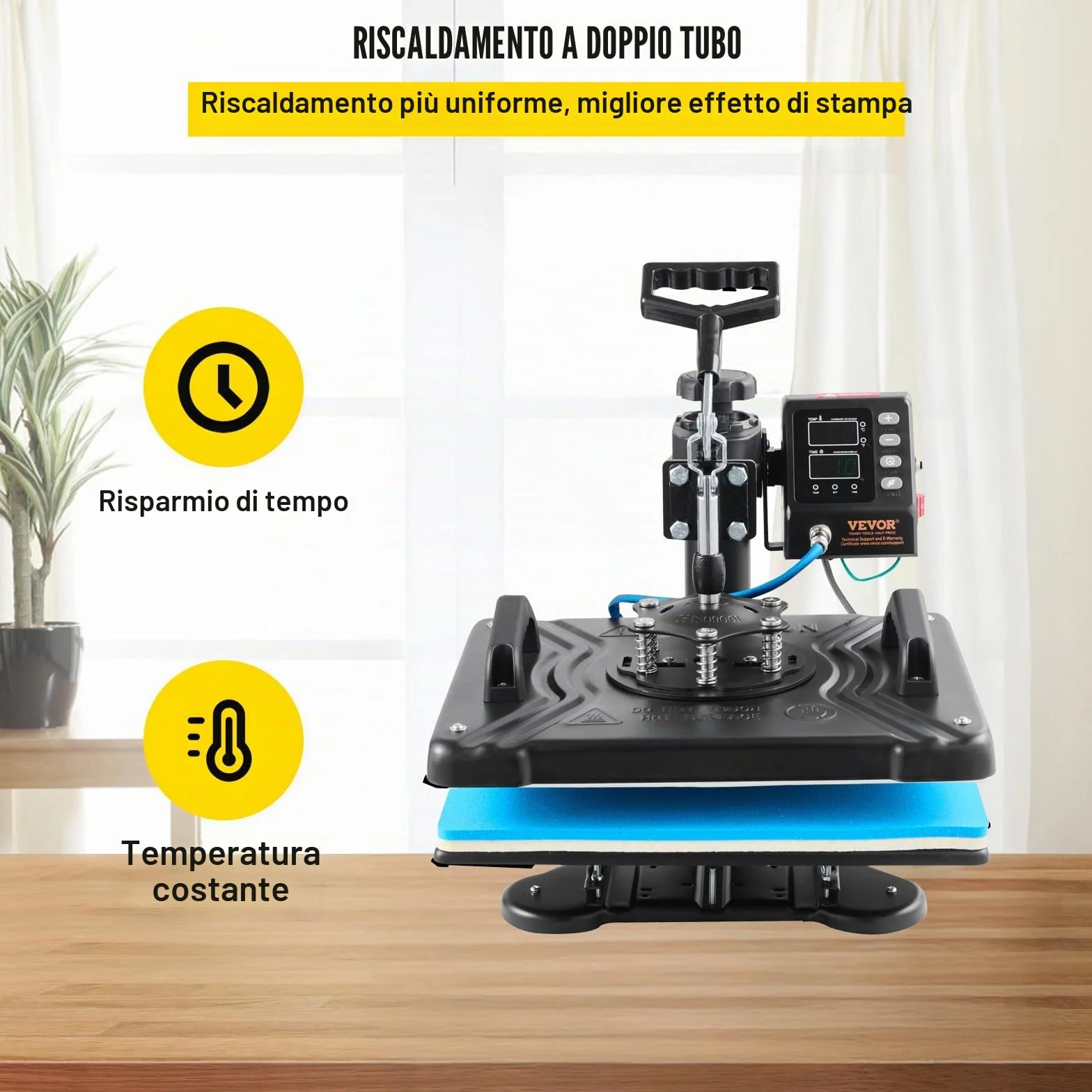 VEVOR 10 in 1 Pressa a Calore Multifunzionale, 30 x 38 cm Stampa a Trasferimento Rotante 360° Macchina di Sublimazione, Pressa Termica per T-shirt, Tazze, Nero