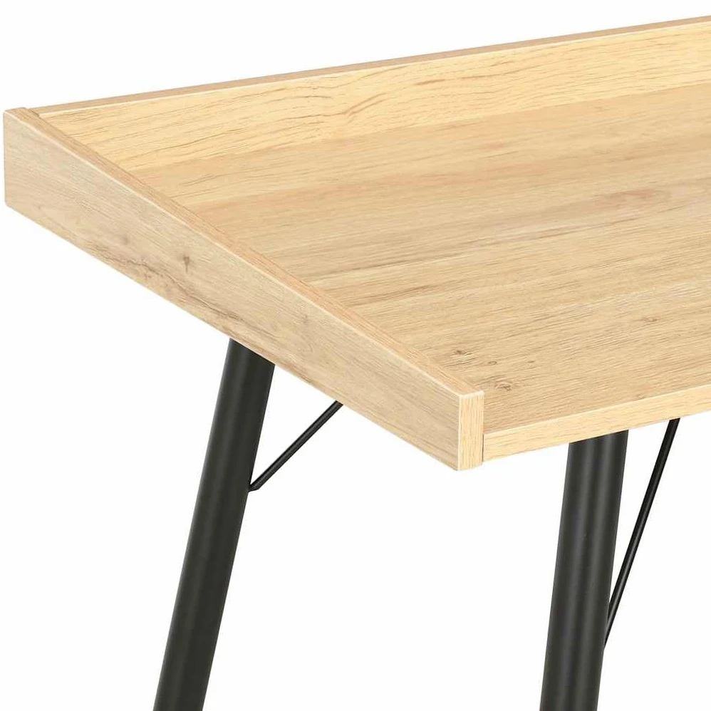 Scrivania effetto rovere, 90 x 50 x 79 cm, compatta per computer con gambe in metallo, moderna scrivania da lavoro per casa, ufficio, studio, colore: nero