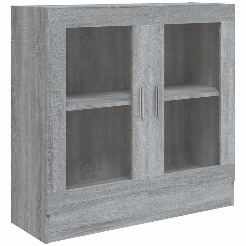Armadio Vetrina Sonoma Grigio 82,5x30,5x80 cm Legno Ingenierie | 2 scomparti, superficie facile da pulire, fissaggio a parete incluso, manuale di montaggio fornito