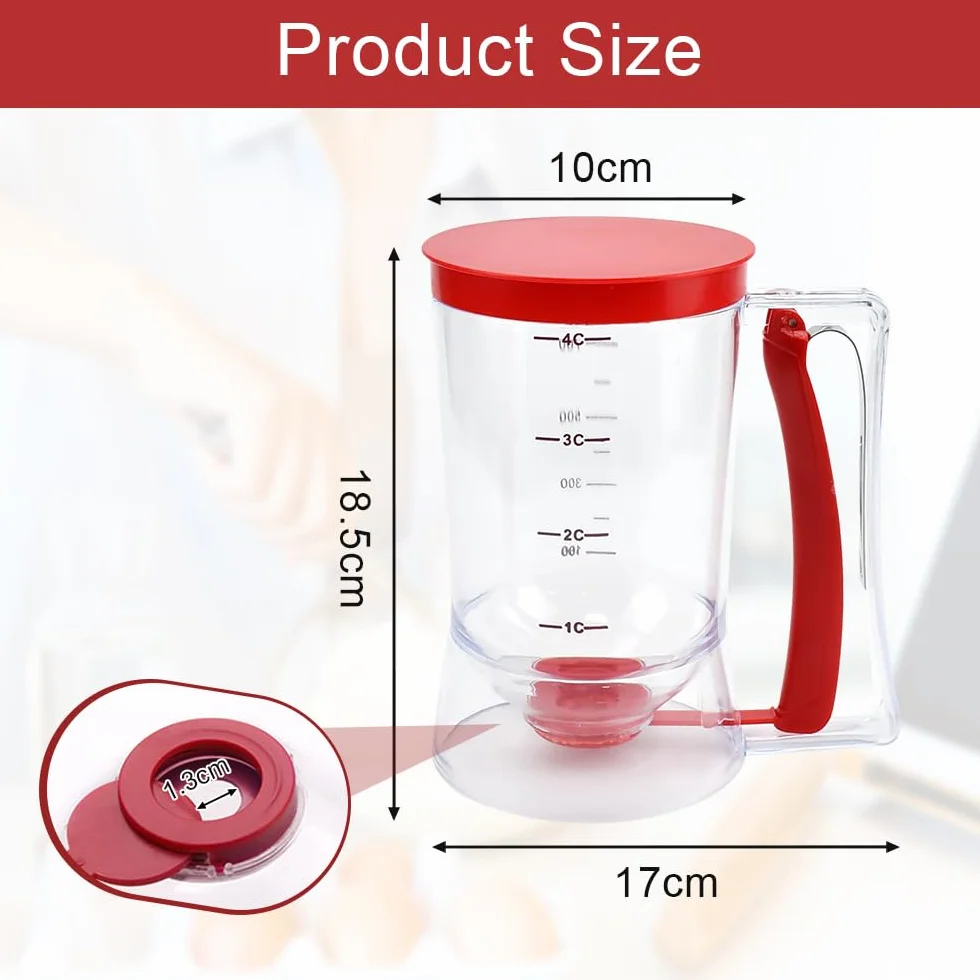 Dispenser per Pastella per Pancake 900ml Dosatore Manuale per Pancake Dispenser per Miscela per Pancake Dosatore per Pancake Plastica Dosatore per Impasti per Pancake Cupcake Torta e Waffle