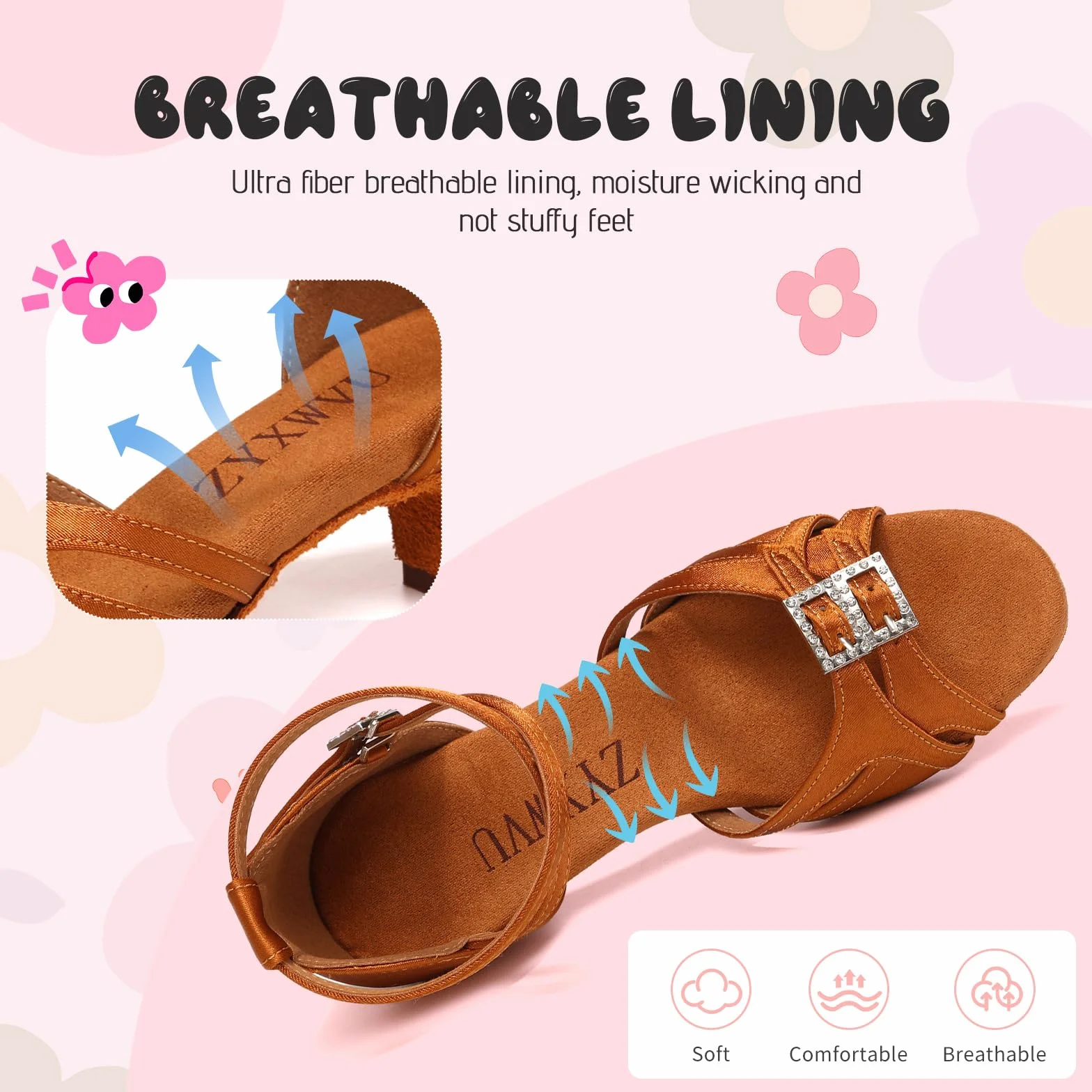 Scarpe da Ballo Latino per Bambina Morbide Comode Tacco Basso Salsa Bachata