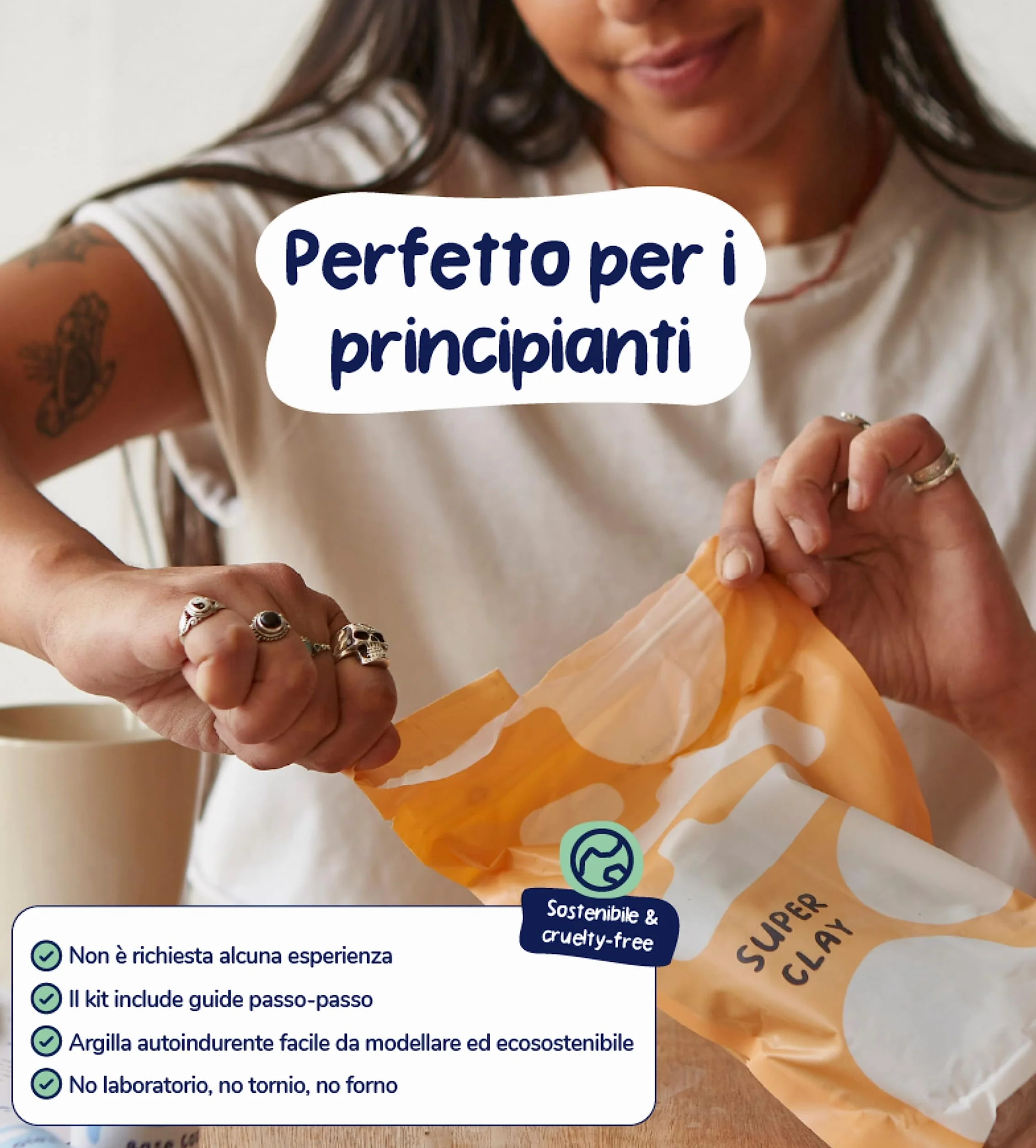 Pott'd Kit di Argilla senza cottura per Principianti Fai da te creativo adulti con attrezzi, colori, pennelli, smalto e istruzioni