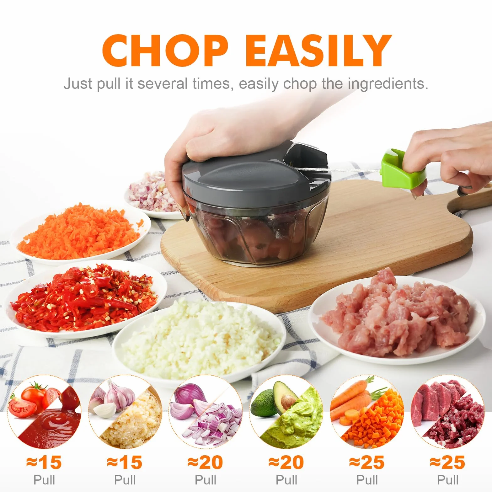 Ibergrif M501 Tritatutto Manuale a Corda Multifunzionale per Verdure Carne Noci