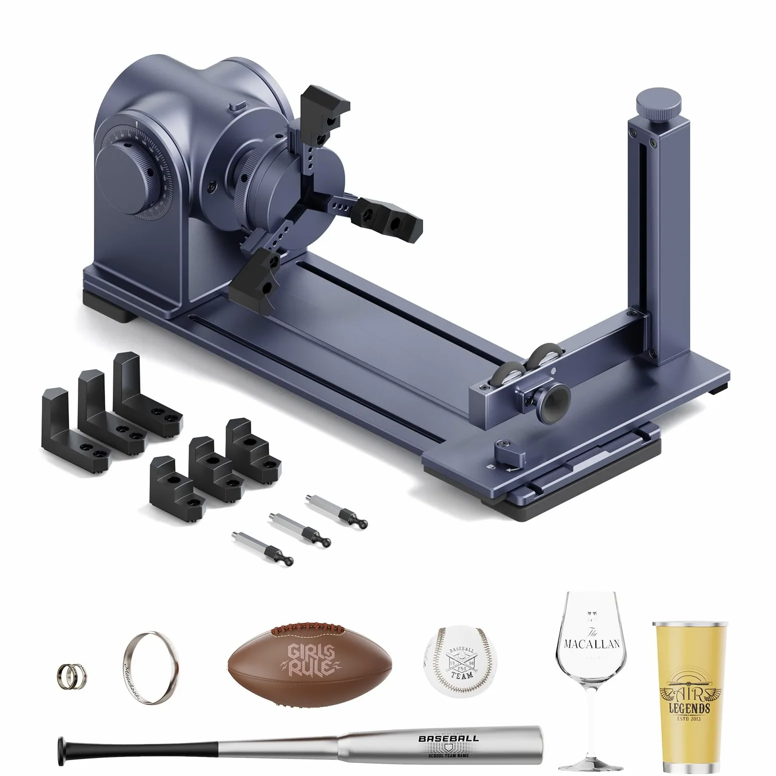 LaserPecker Estensione rotativa per LP4, LX1/LX1 Max - Mandrino rotante per incisione di coni, cilindri, sfere, bicchieri da vino, anelli, ecc