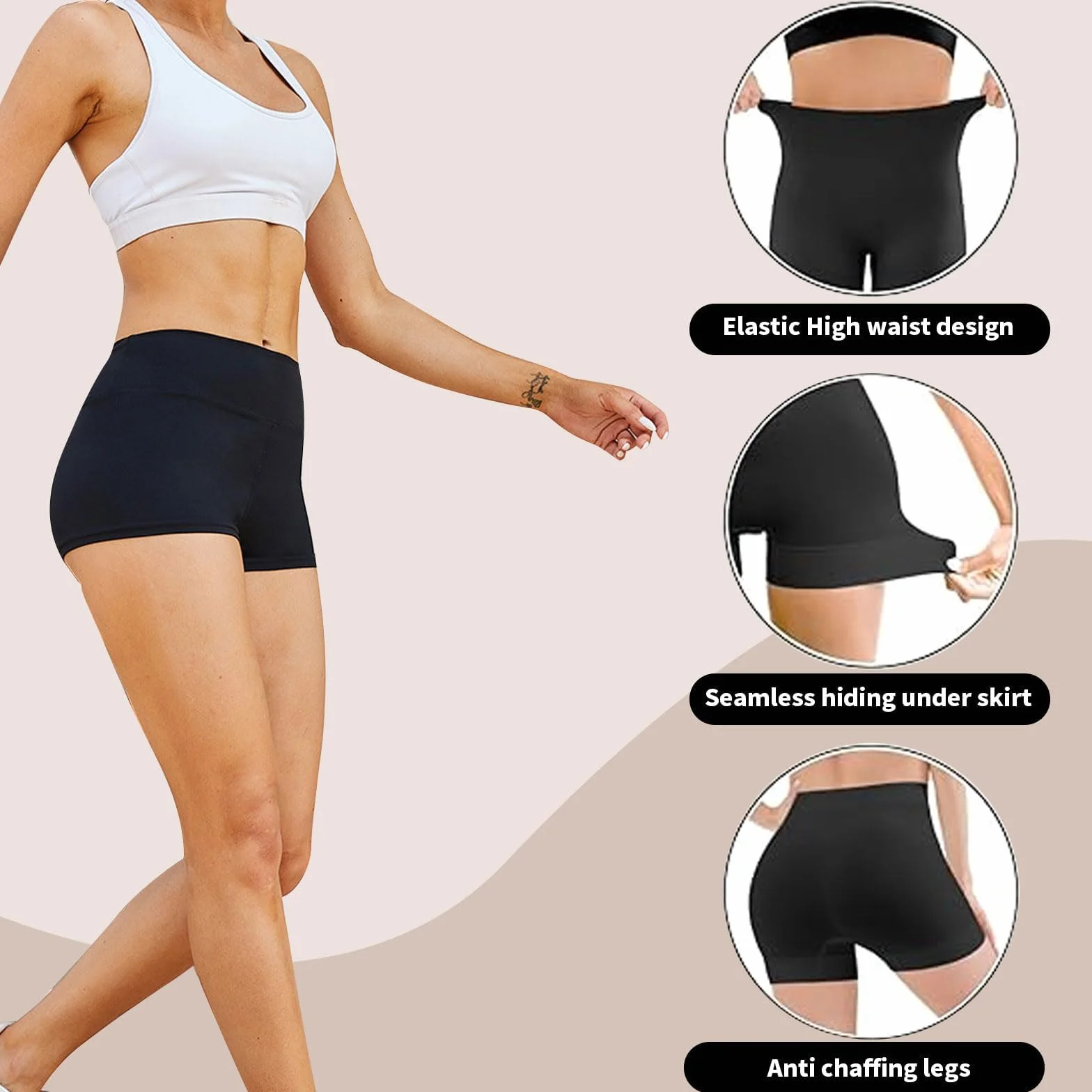 Pantaloncini Pallavolo Donna Runmeihe Mini Shorts Elastici Anti Sfregamento per Yoga Palestra