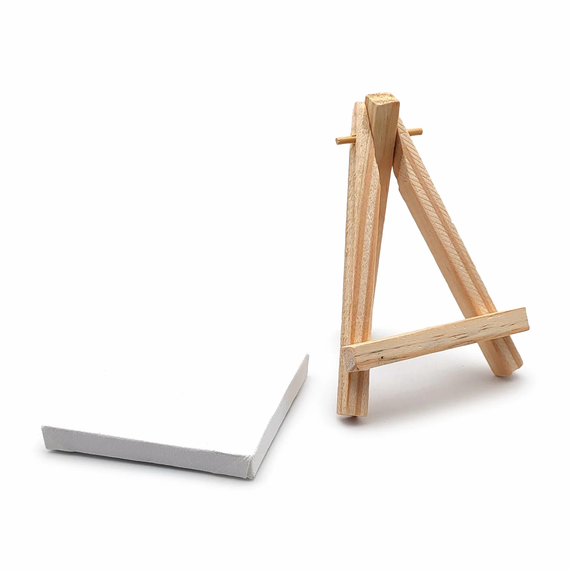 Mini Cavalletto in Legno con Tela 8x8 cm – Set per Pittura e Decorazione