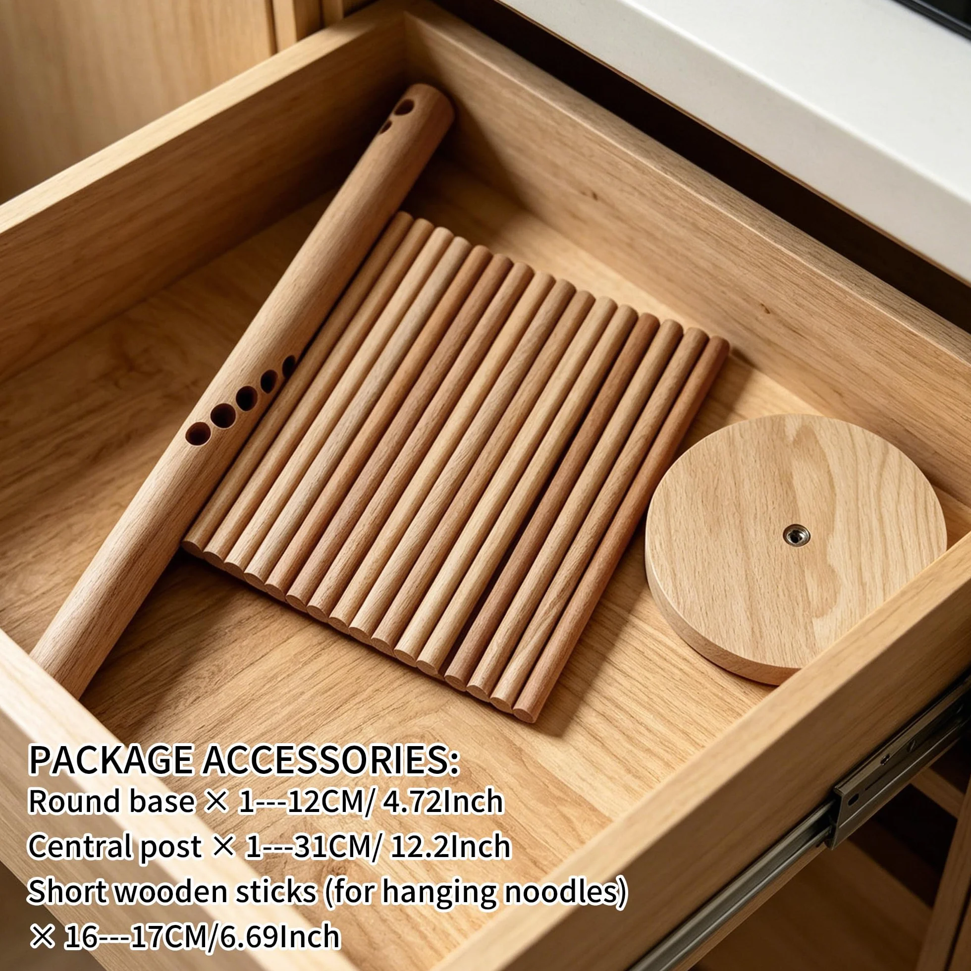 Stendipasta grande in legno, pieghevole, per pasta fresca, spaghetti, spaghetti, stendipasta, stand naturale, 16 bracci