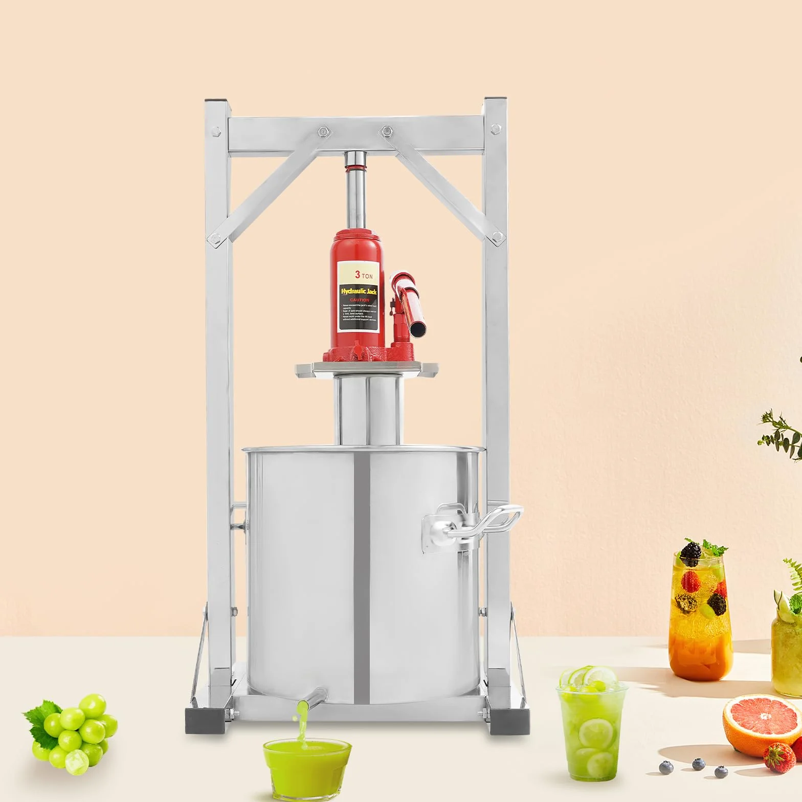 Pressa idraulica per frutta 12L per sidro di vino, funzionamento semplice, grande capacità, strumento per pressare il vino, struttura stabile, pressa per frutta e frantoio per la pressatura di frutti