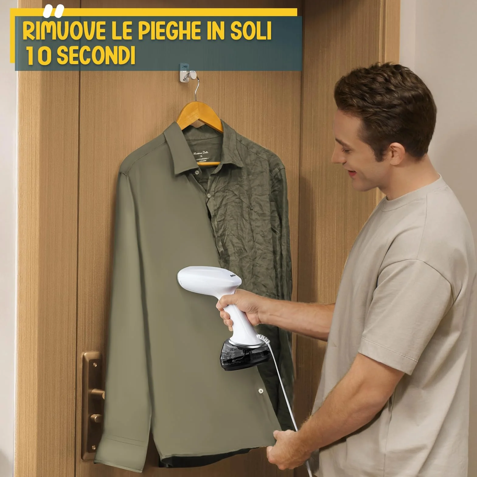 Rolipo Stiratore Verticale Portatile per Abiti, Stiratore a Vapore con Grande Serbatoio da 360 ml, Rimozione Rapida delle Pieghe, Stiratore Portatile Ideale per Casa, Ufficio e Viaggio