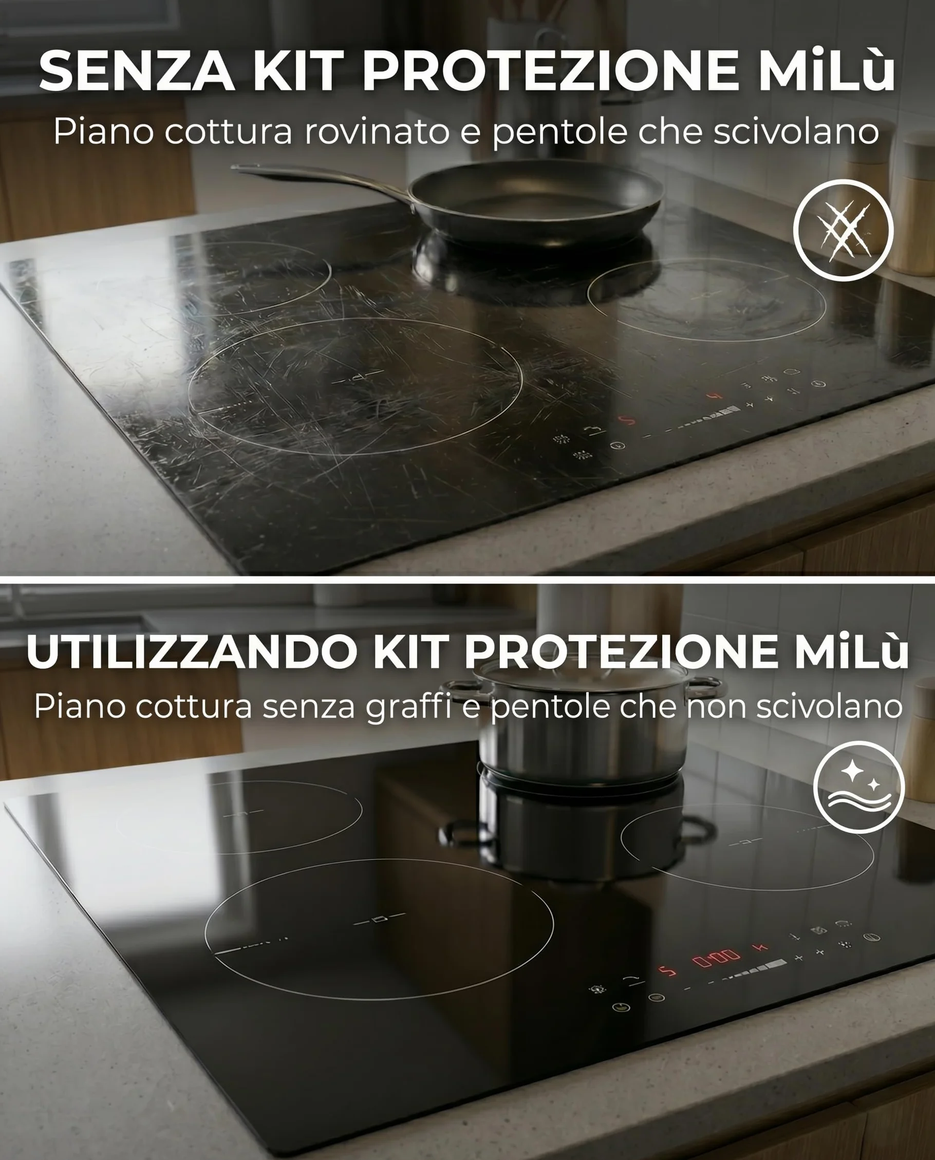 Tappetini Piano Induzione Antiscivolo Set 5 pezzi Protezione Alte Temperature Lavabili