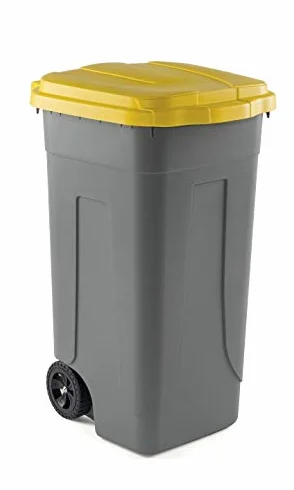 Mobil Plastic Kit 4 bidoni raccolta differenziata 100 lt. Giallo + Blu + Rosso + Verde | 4 Pattumiere con ruote incluse | Secchi Spazzatura 100 Lt | Contenitori Rifiuti