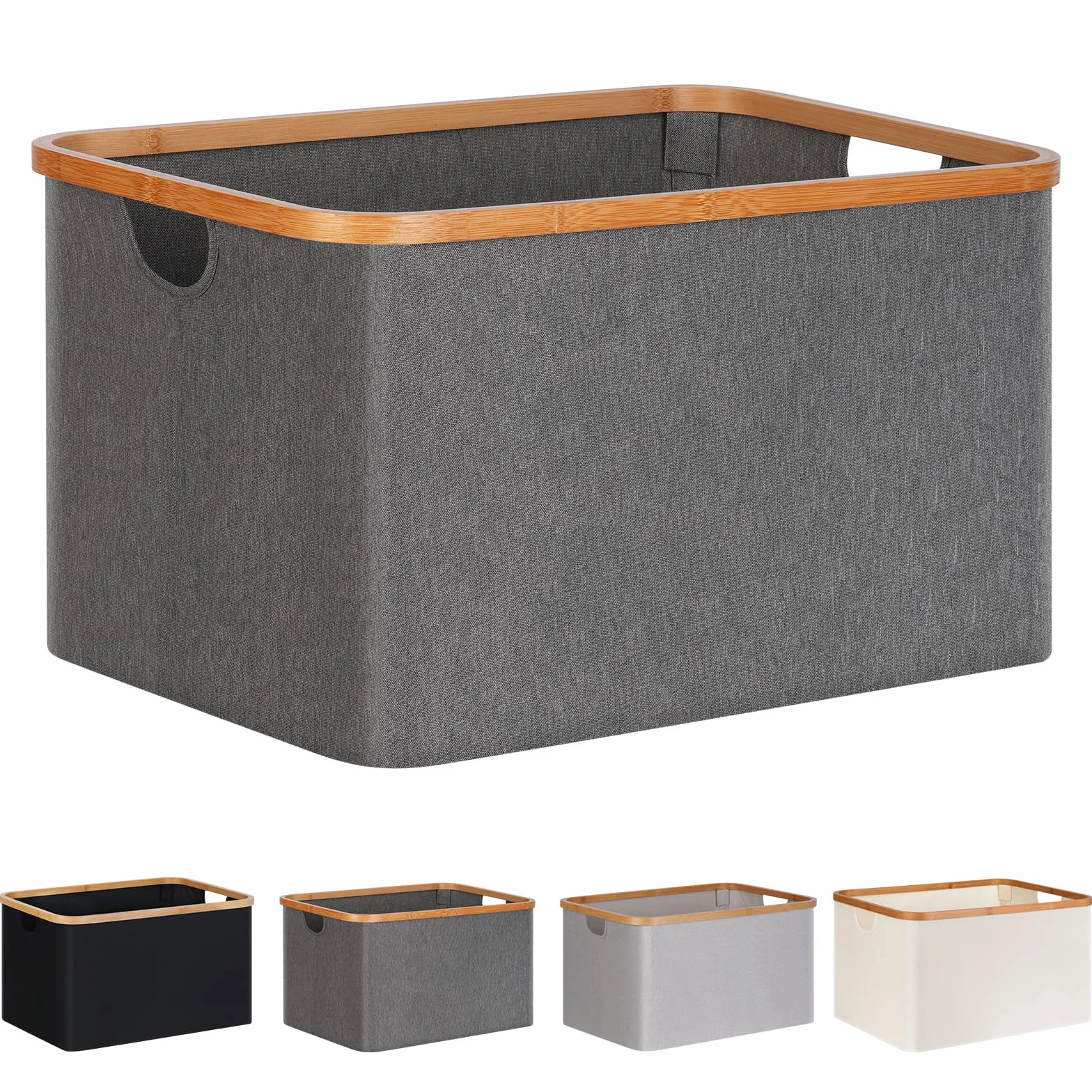 efluky Cesto Portabiancheria Pieghevole in Tessuto di Bambù 60L, Cesto Portaoggetti Versatile, Cesti Portabiancheria Sporco per Lavanderia e Camera da Letto Bagno (Grigio)
