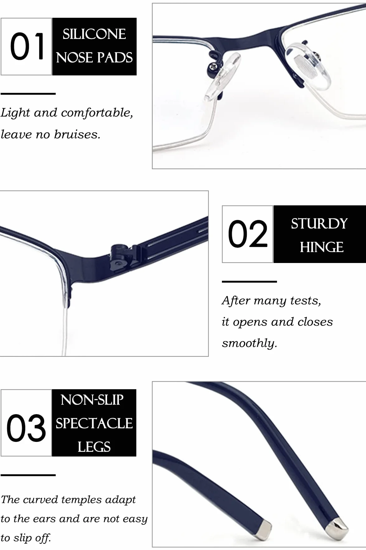 KOOSUFA Occhiali da lettura fotocromatici mezza montatura rettangolare metallo Protezione UV