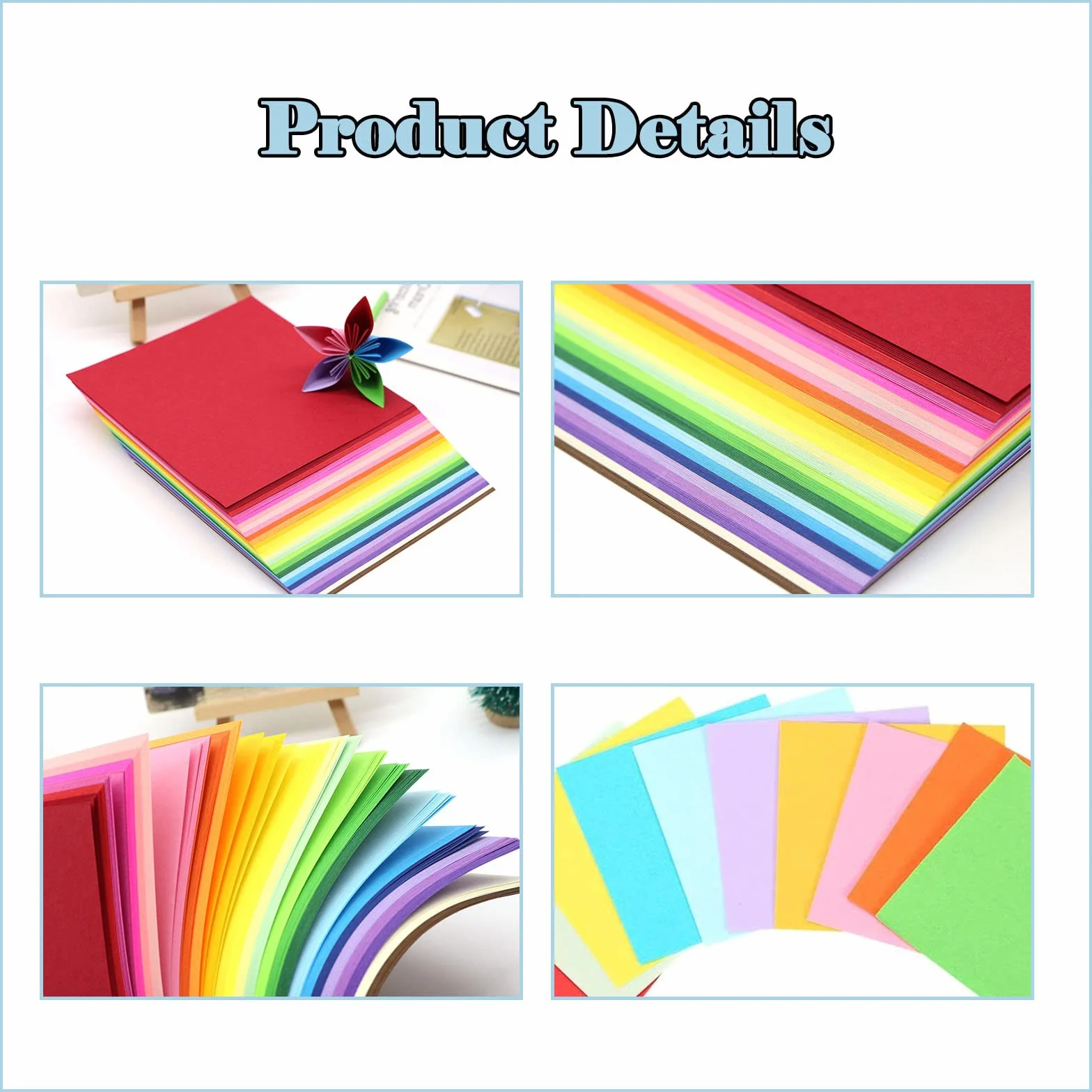Carta Origami 200 Fogli 15x15 cm 20 Colori Fronte/Retro Kraft Colorata