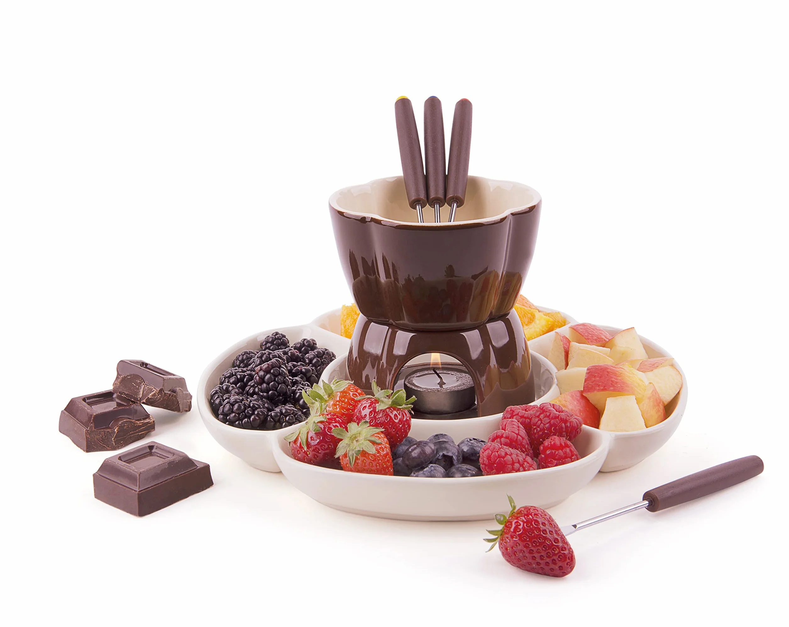 Excelsa 60285 Chocolate Servizio Fonduta Cioccolato 8 Pezzi Ceramica Marrone