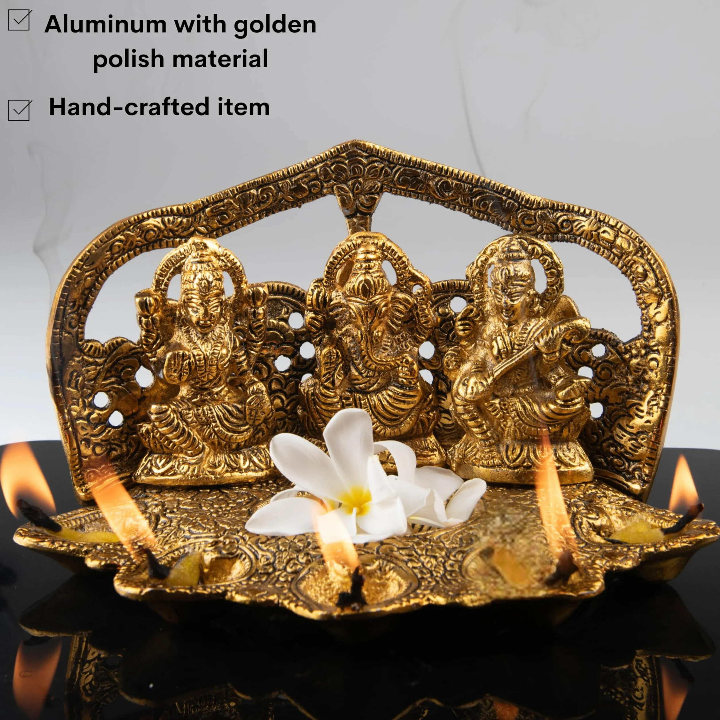 Wonder Care Lampada Diya Lakshmi Ganesha Saraswati per Pooja e decorazione della casa, decorazioni per Diwali, Diya tradizionale per Diwali, lampada Diya per Pooja