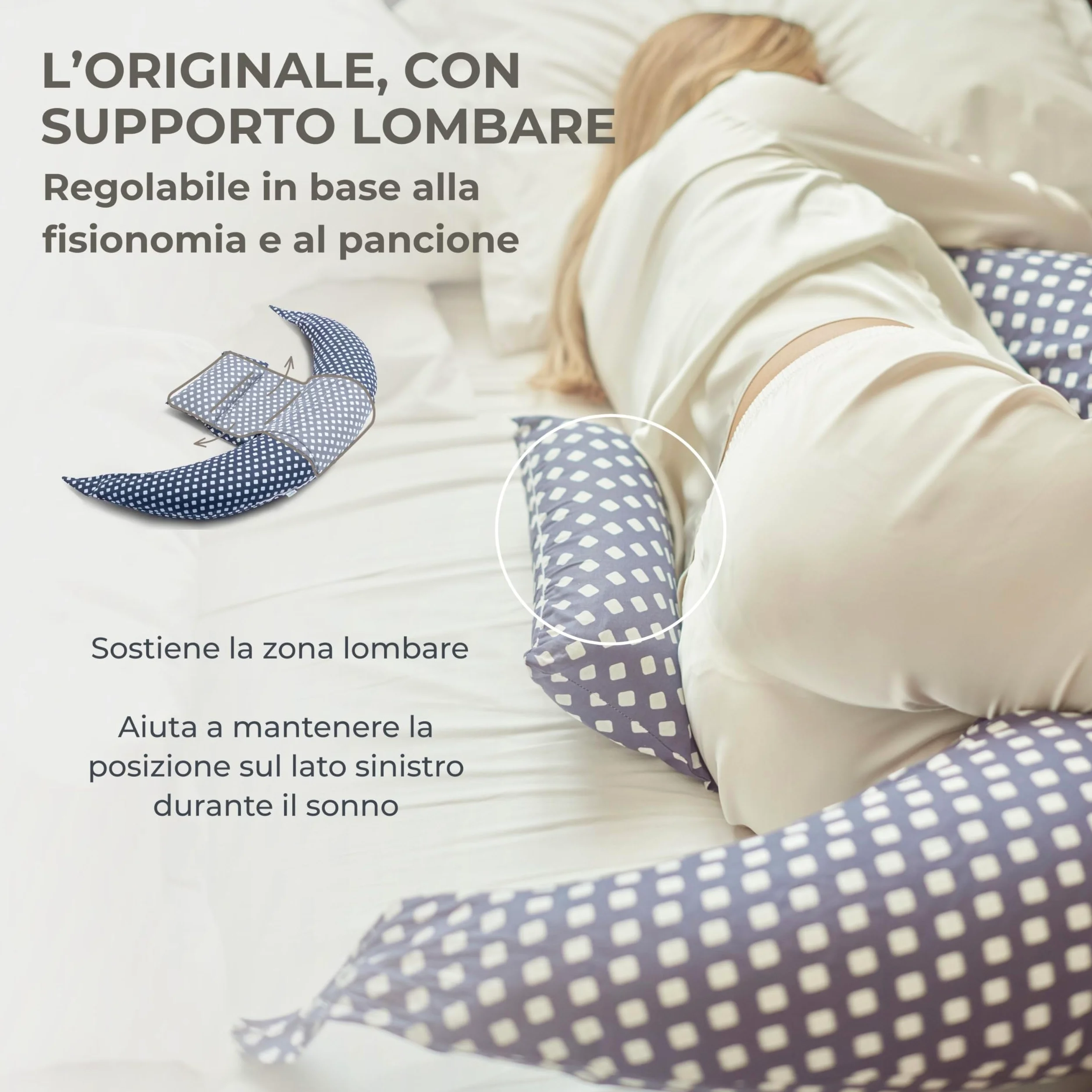 Nuvita 7200 DreamWizard Memory 3D – Cuscino Gravidanza e Allattamento Ergonomico, 3D Mesh Traspirante, Certificazione OEKO-TEX, Fodera Sfoderabile e Lavabile - Beige