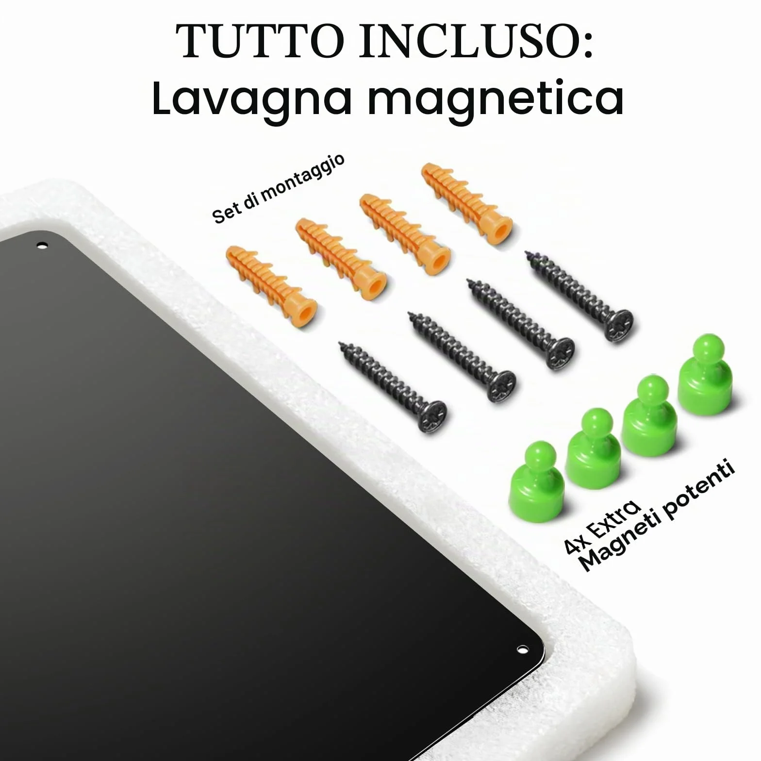 Lavagna Magnetica da Parete 40x60cm: Bacheca per Calamite da Viaggio e Ricette in Cucina Display Creativo per Casa Ufficio e Scuola - Nero