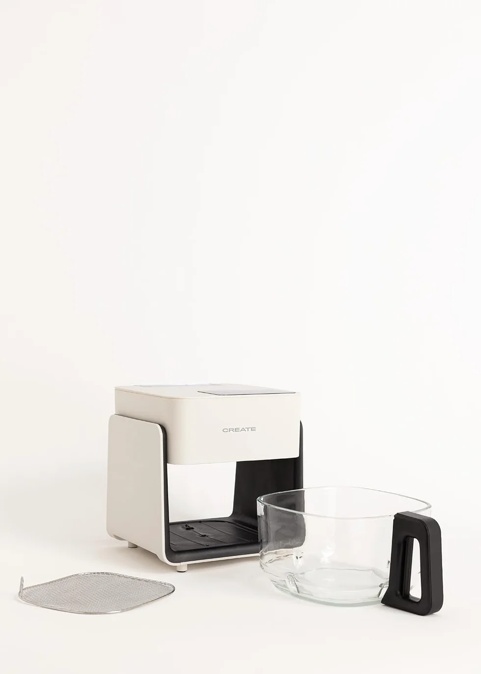 CREATE/AIR FRYER STUDIO CRYSTAL/Friggitrice senza olio 4,2 L con vaporizzatore d'acqua bianco panna/Capacità per 5-6 porzioni, 6 programmi, controllo di tempo e temperatura, 1300W