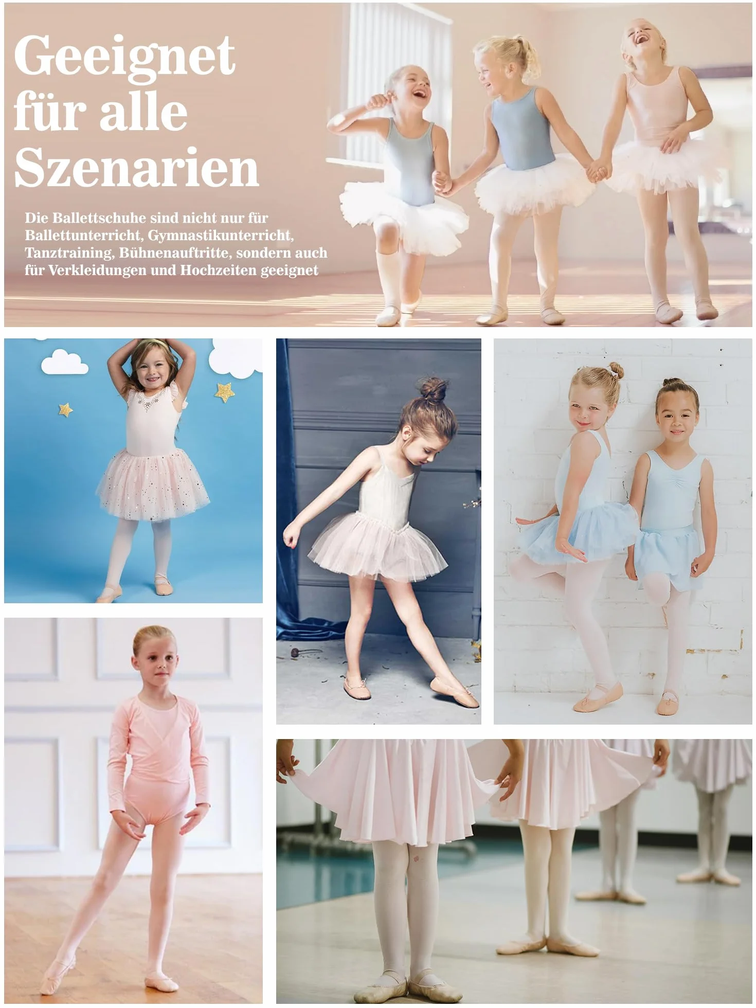 Scarpette Danza Classica Bambina Pelle Scarpe da Ballo Fodera Cotone Ispessito Ragazze Ballerina Cinghie Elastiche Incrociate