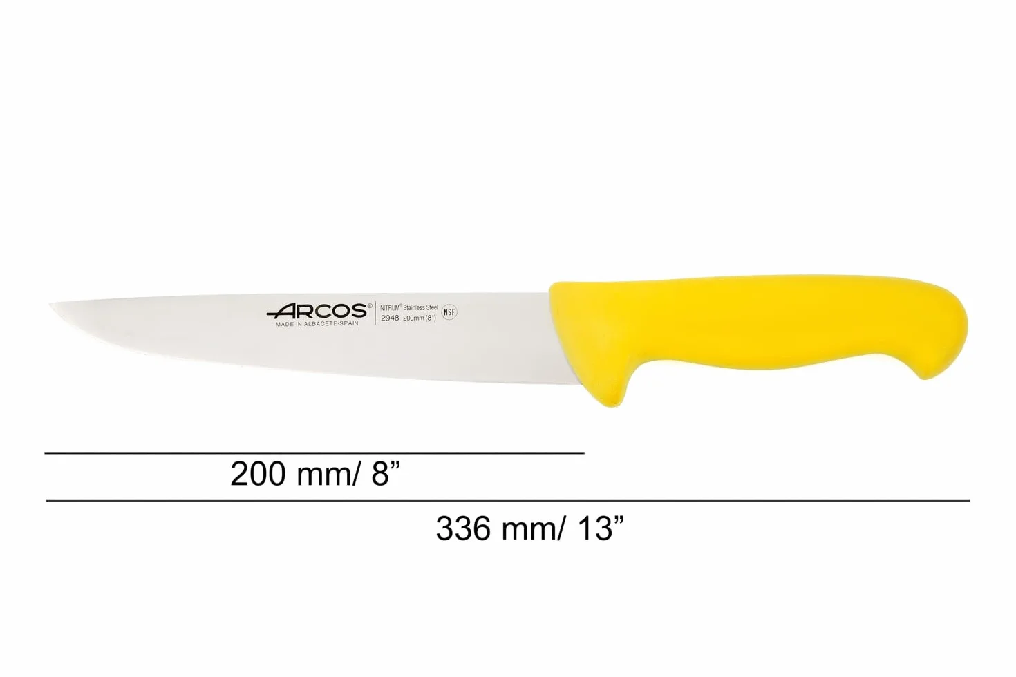 Arcos Serie 2900 Coltello Scannare Macellaio Bistecca Lama Acciaio Inossidabile Nitrum 200 mm Manico Polipropilene Giallo