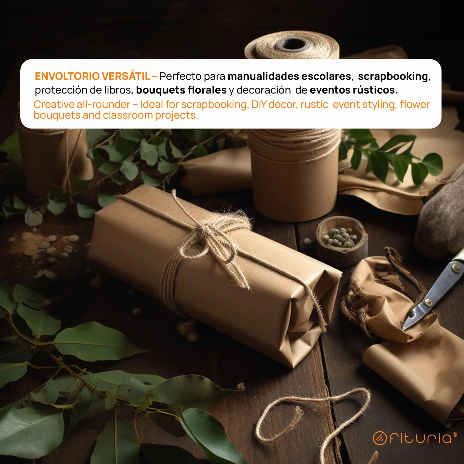 OFITURIA Carta Imballaggio Kraft Marrone 70 g/m² – Rotolo 0,90×10 m – 1 Rotolo – Carta da Imballaggio e Carta da Pacchi, Fai-da-Te e Progetti Creativi – Idonea per Uso Alimentare