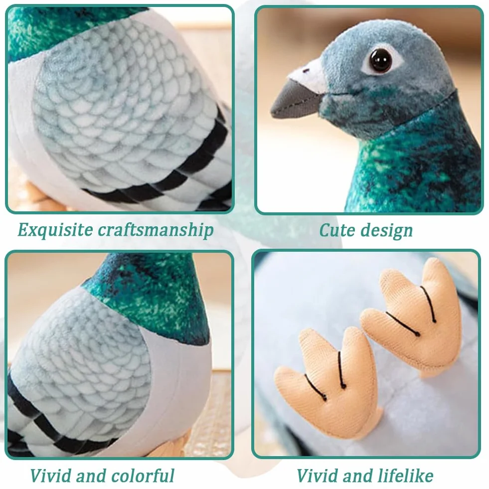 Bambola Piccione Simulazione,Bambola di Peluche a Forma di Piccione, Bambola Decorativa Realistica,Regalo di Compleanno per Adulti e 16+Adolescenti,Divertente Decorazione per la Camera,20cm