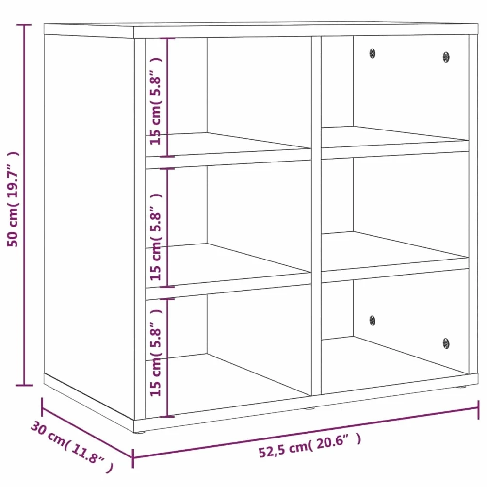 Armadio a scarpe, 52,5 x 30 x 50 cm, 6 scomparti | Legno Di Ingegneria Robusto, Montaggio A Parete O A Pavimento, Ventilazione, Manuale Incluso