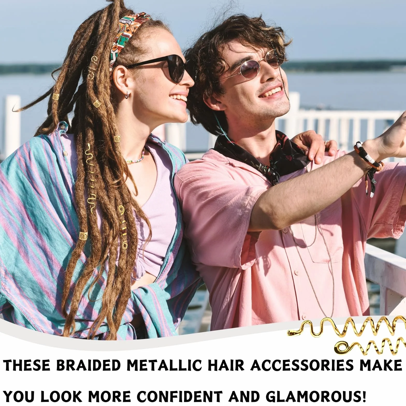 Pezzi Dreadlocks Trecce Clip Oro Dreadlock Perline Clip a Spirale Accessori Capelli Regolabile Anelli Clips